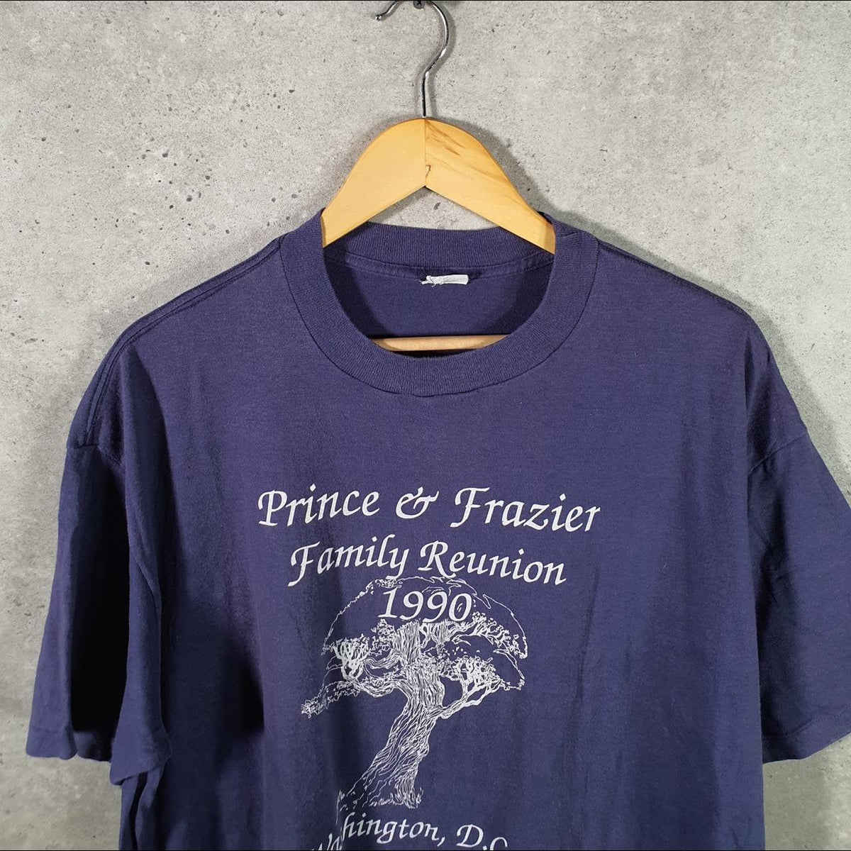 Vintage Platinum Washington 1990 Prince & Frazier USA Single Stitch T Shirt Men’s XL Blue