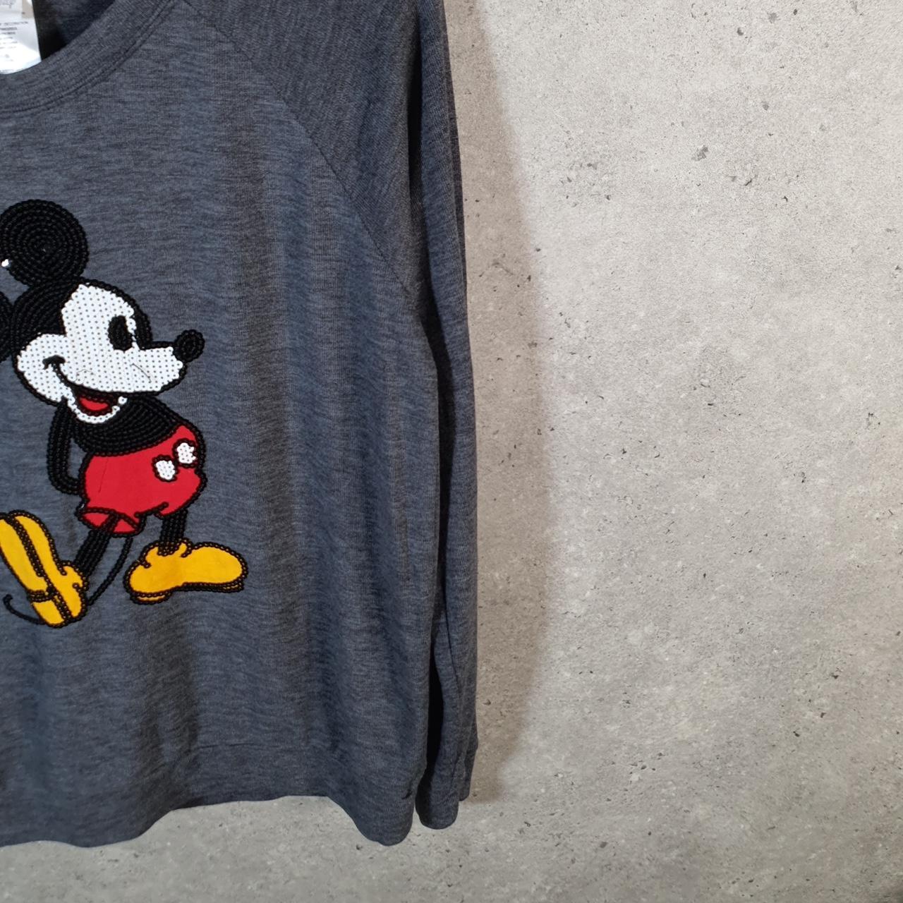 Vintage Walter Disney World Mickey Mouse Knit Sweater Womens Medium Grey Logo Winter