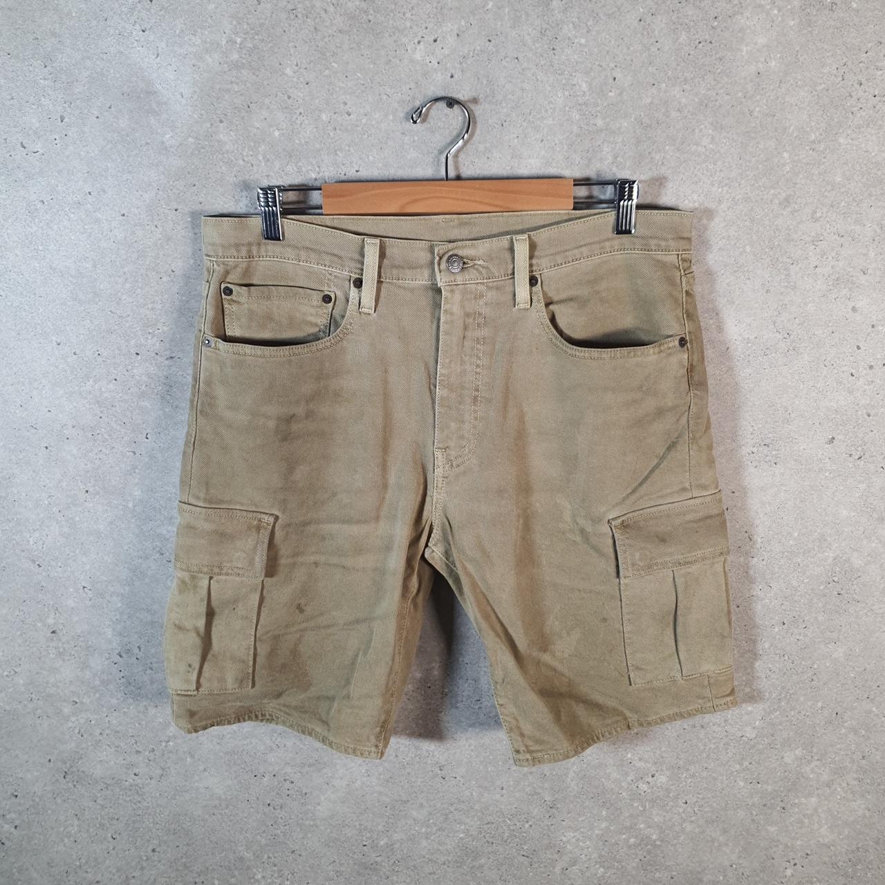 Vintage Levi’s Baggy Shorts Jorts Cargo Mens W34 Khaki Green Relaxed Denim