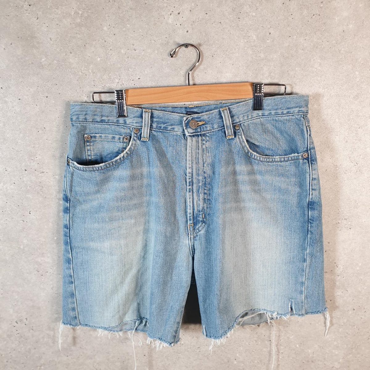 Vintage Ralph Lauren Polo Shorts Jorts Denim Jean Cargo Men’s W34 Blue Baggy Cotton