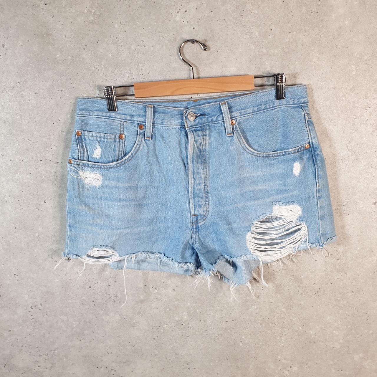 Vintage Levi’s 501 Cut Off Baggy Shorts Jorts Cargo Womens W32 Blue Relaxed Denim