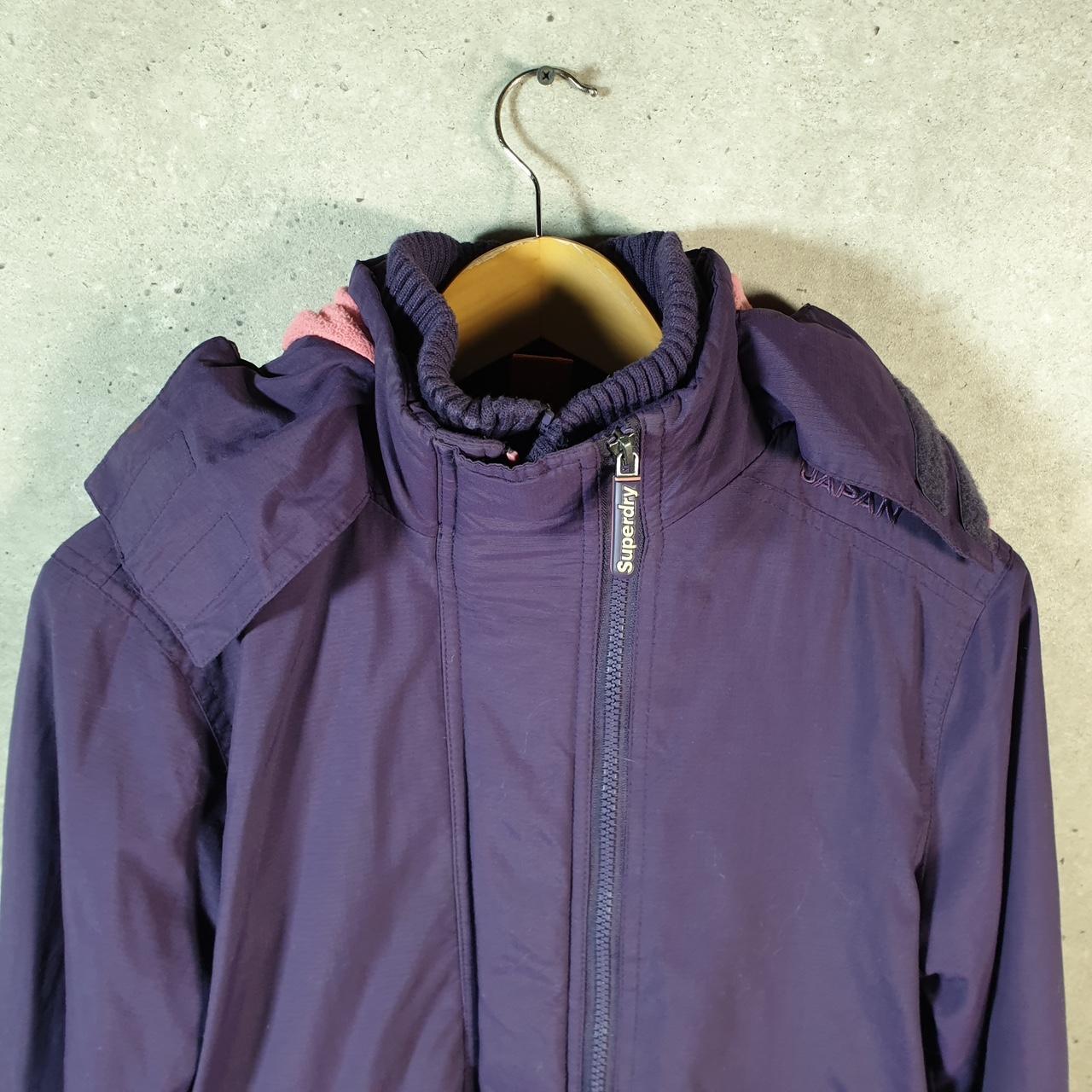 Superdry Windcheater Fleece Lined Jacket Womens Medium Purple Zips Pockets Utility
