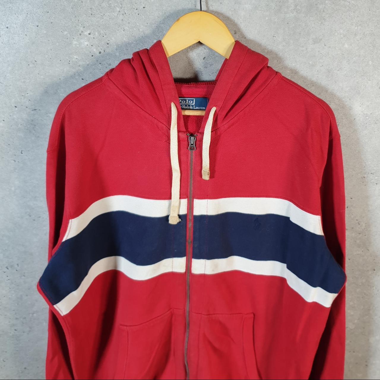 Vintage Ralph Lauren Polo Hoodie Men’s Large Red Cotton Full Zip Pony