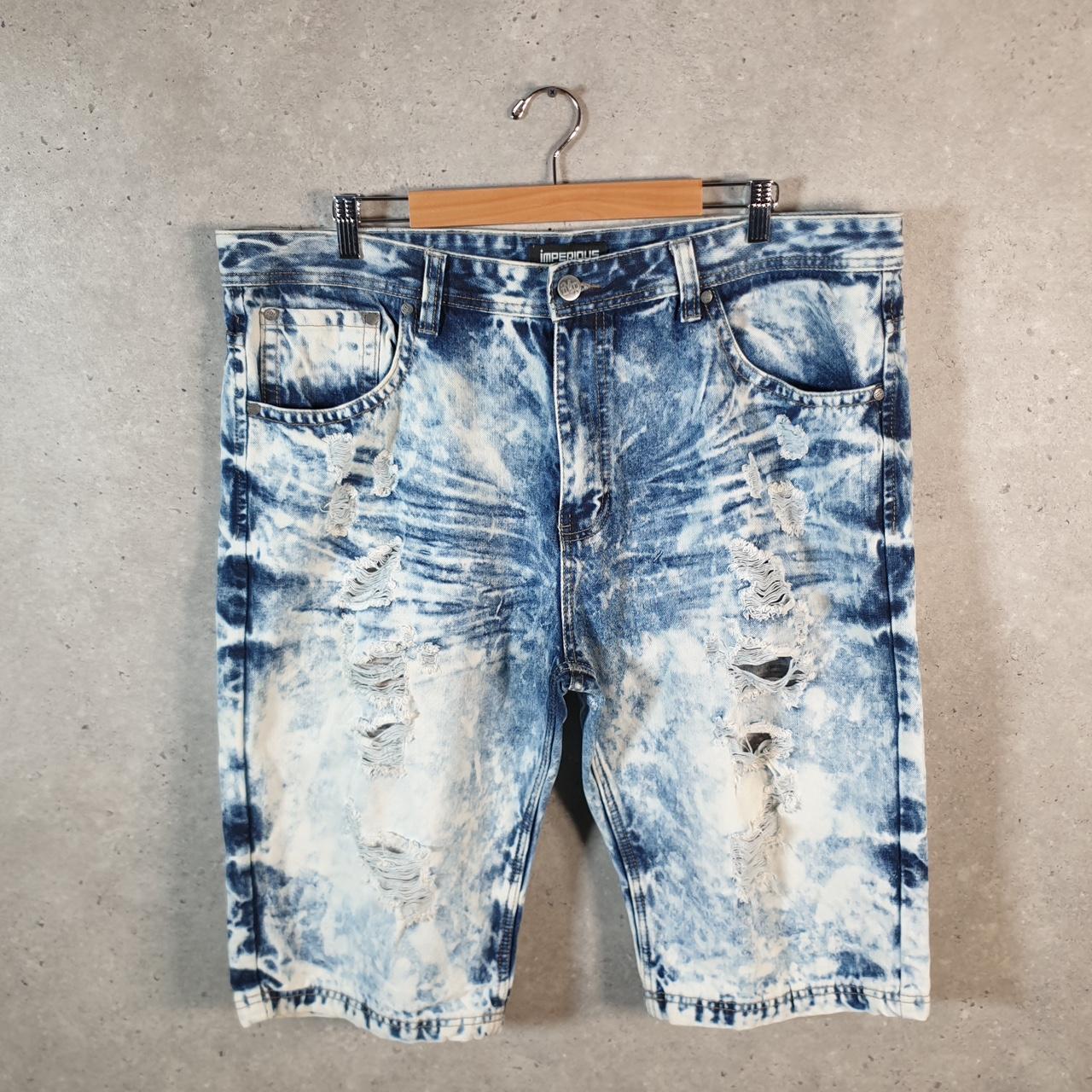 Vintage Imperious Distressed Y2K Hip Hop Jorts Shorts Mens W42 Blue Denim USA