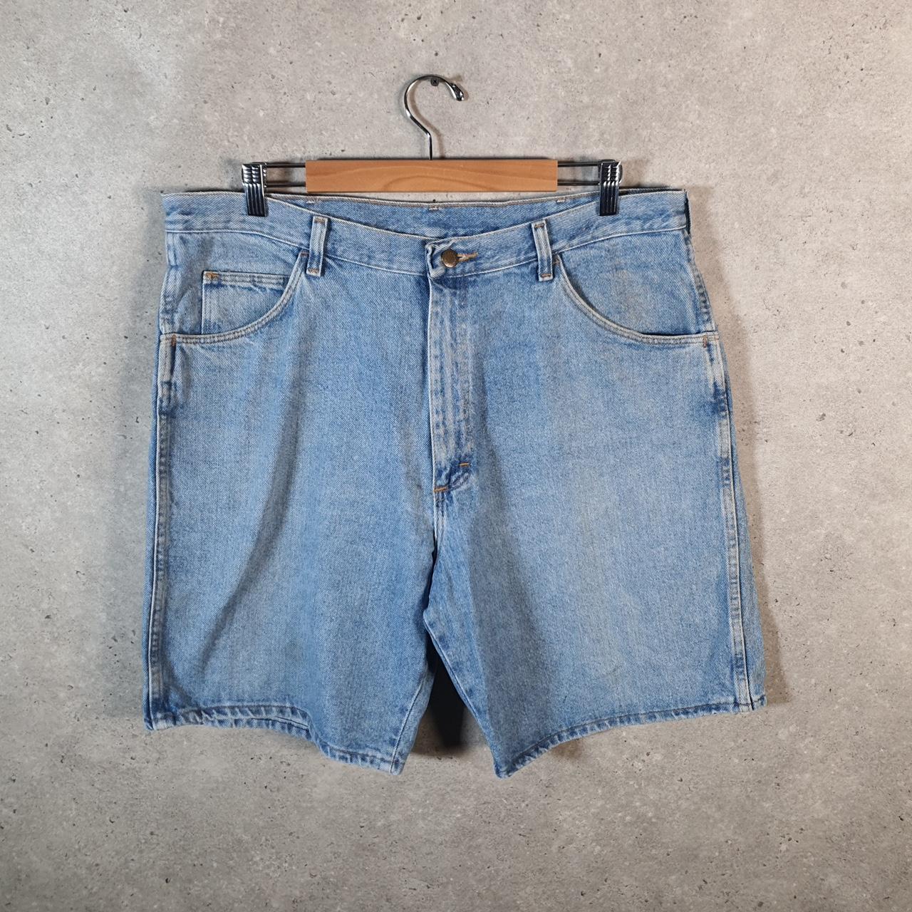 Vintage Wrangler Denim Shorts Jorts Cargo Men’s W36 Relaxed Blue Baggy Cotton