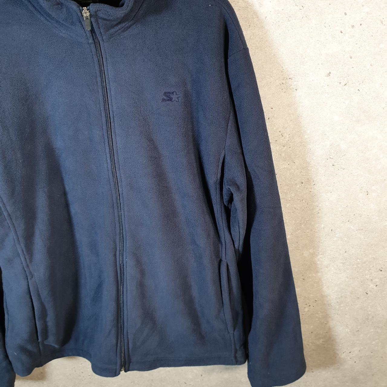 Vintage Starter Fleece Sweatshirt Jacket Mens Large Navy Blue Full Zip Embroidered Logo