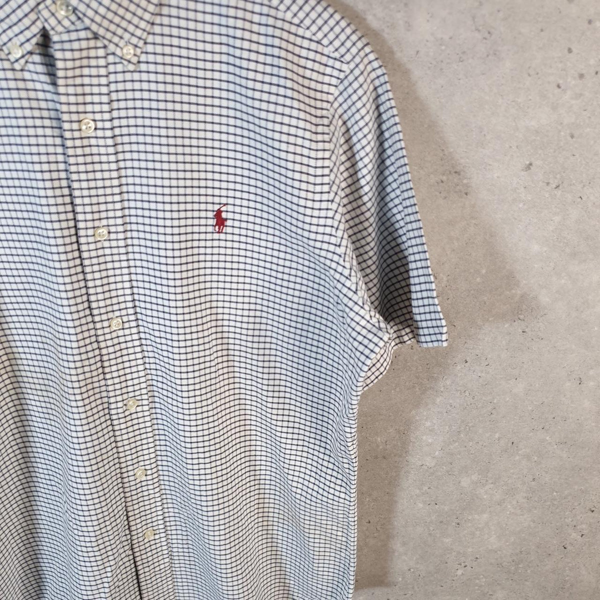 Vintage Ralph Lauren Button Down Shirt Men’s Medium Blue Checkered Classic Fit Cotton Pony