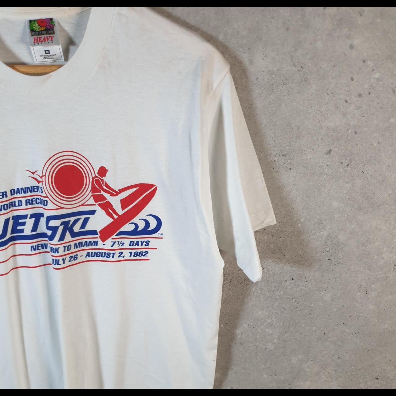 Vintage Fruit of the Loom Jet Ski Miami Roger Danner 1982 Single Stitch T Shirt Men’s Medium White