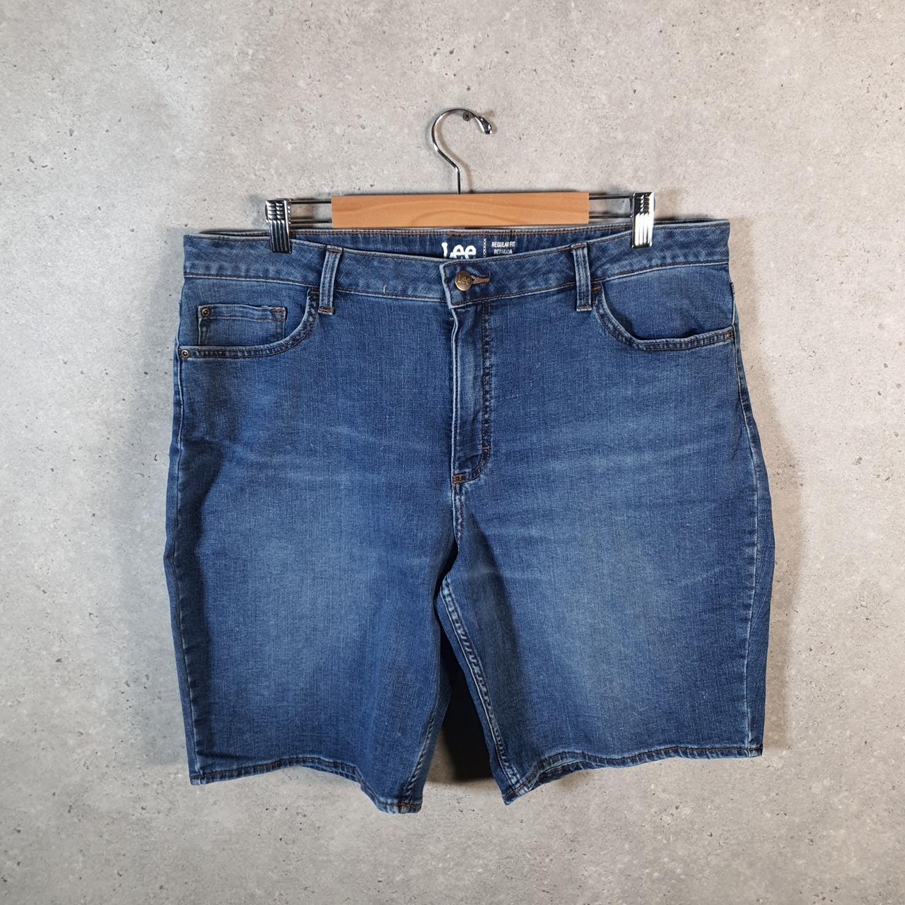Vintage Lee Baggy Shorts Jorts Cargo Womens W38 Blue Denim Relaxed Cargo