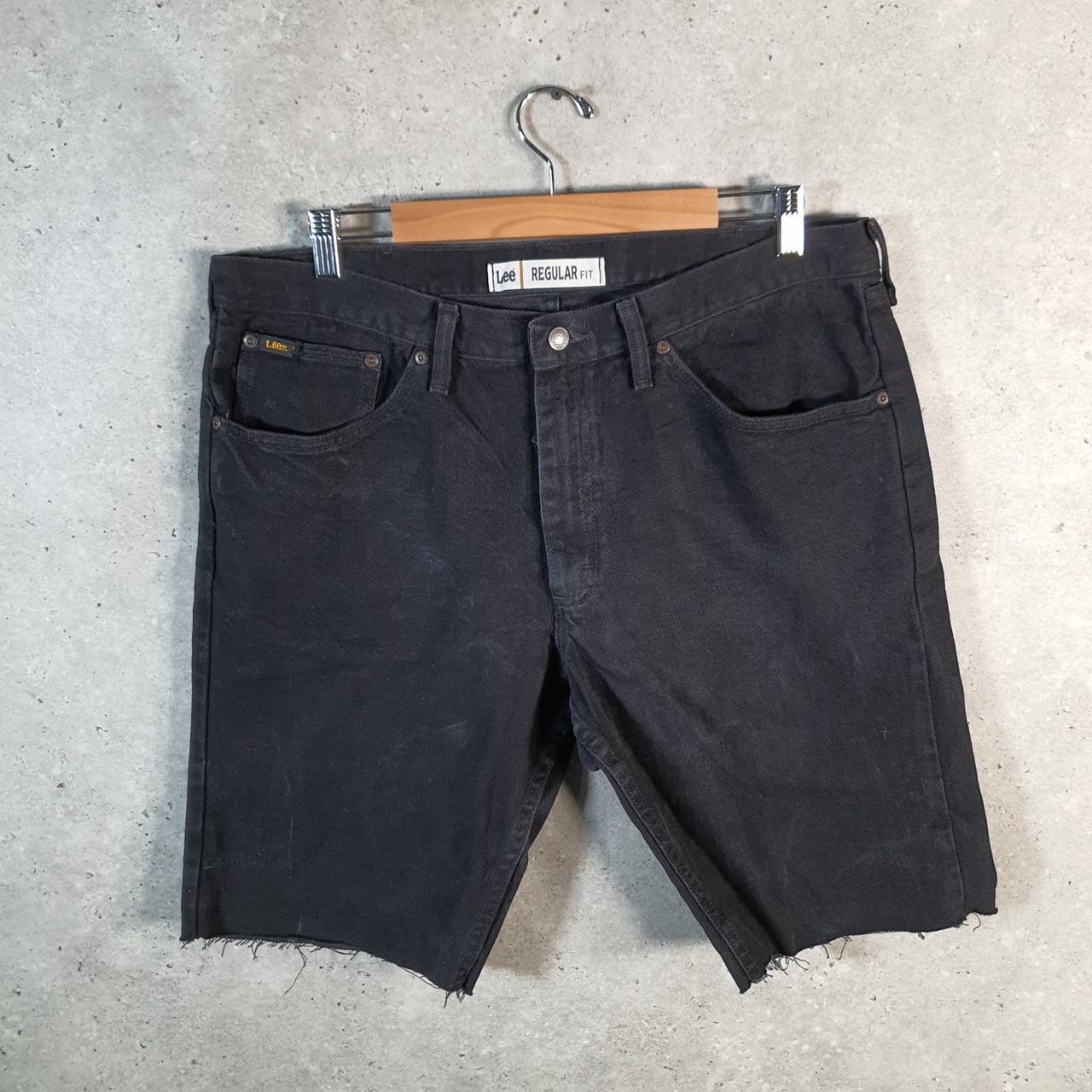 Vintage Lee Denim Shorts Jorts Cargo Men’s W38 Black Baggy Cotton