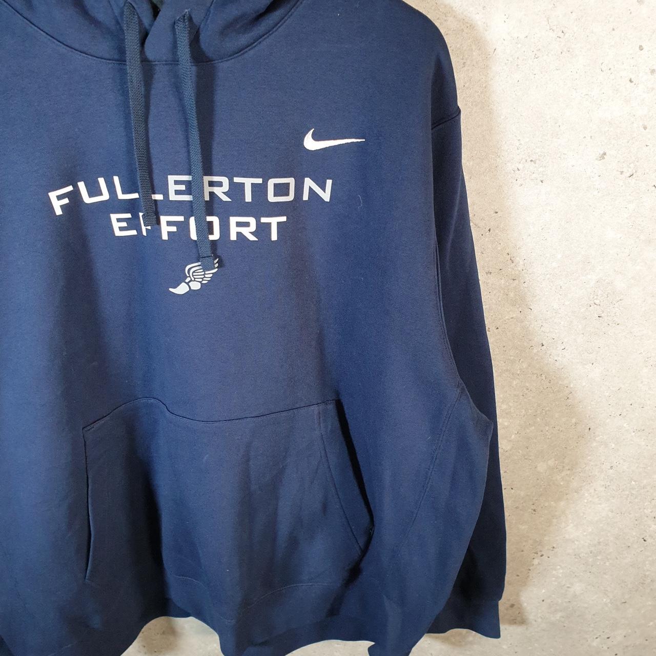 Vintage Nike Fullerton Effort Hoodie Men’s 2XL Navy Blue Swoosh Y2K Pullover