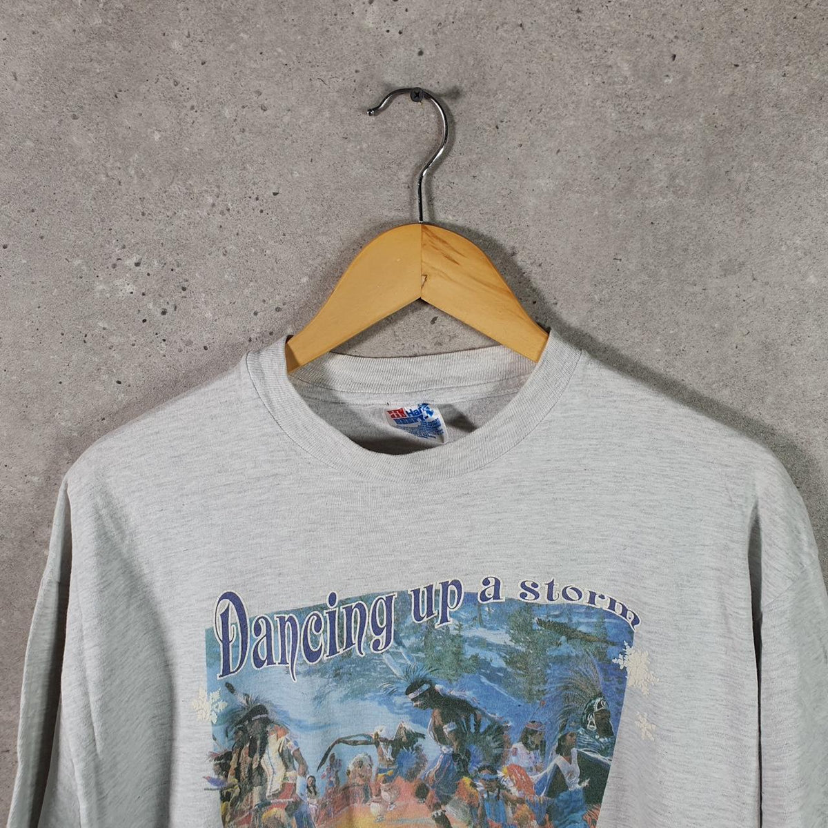 Vintage Hanes Beefy Lake Tahoe Snow Dance 90s USA Single Stitch T Shirt Men’s XL Grey Big Fish Vintage