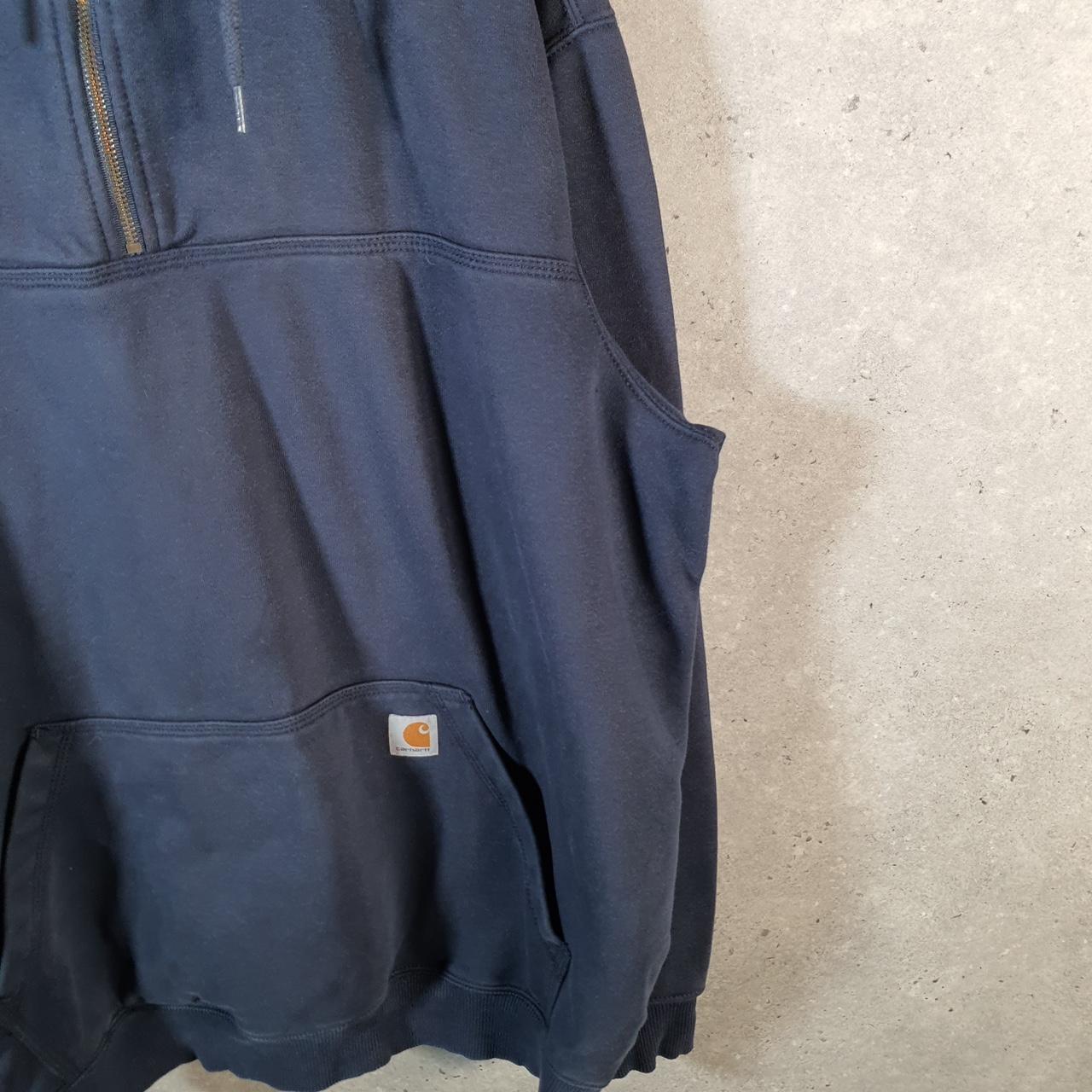 Vintage Carhartt Rain Defender Hoodie Men’s XL Tall Navy Blue 1/4 Zip Pullover USA Loose Fit