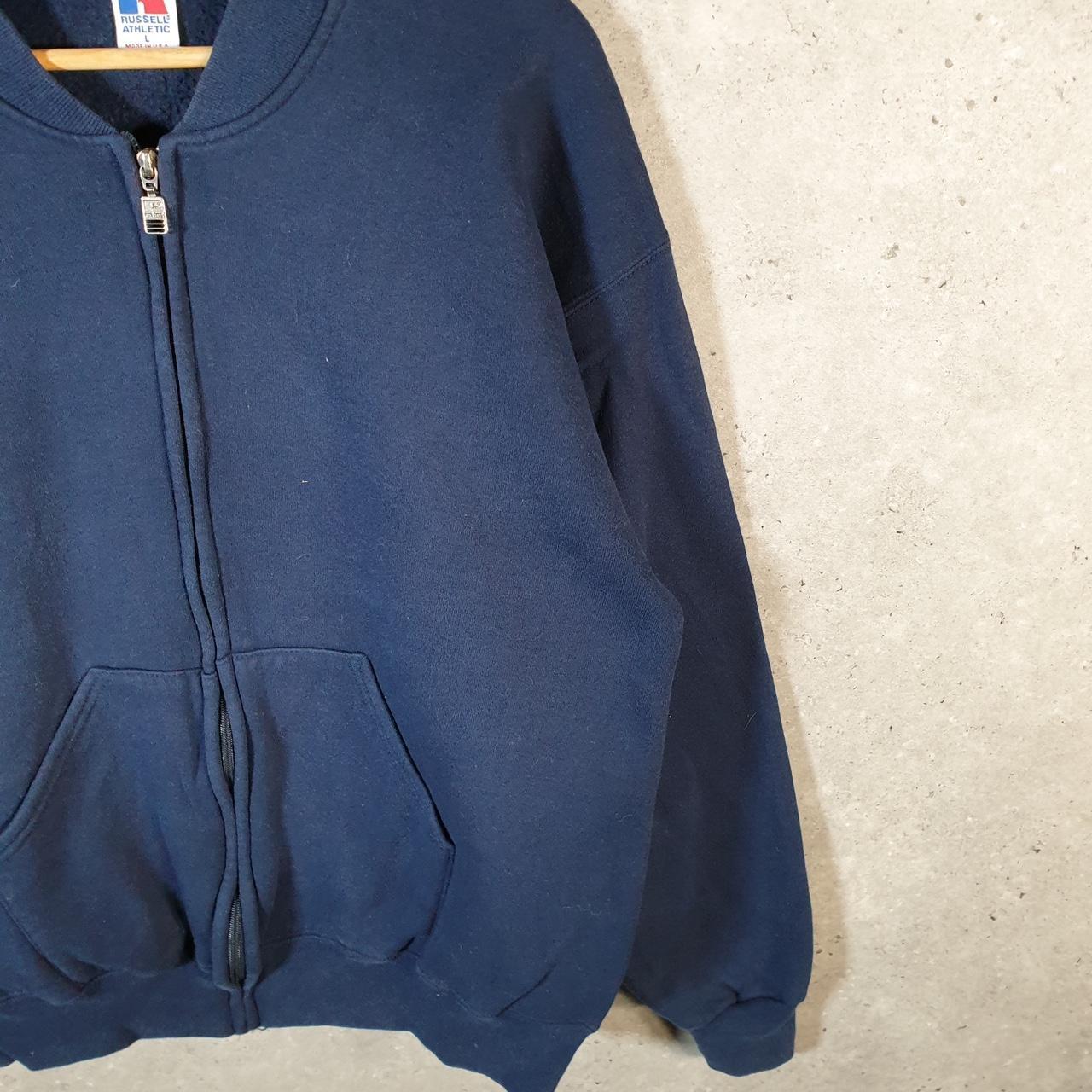 Vintage Russell Athletic Sweatshirt Men’s Large Navy Blue USA Baggy Blank Full Zip