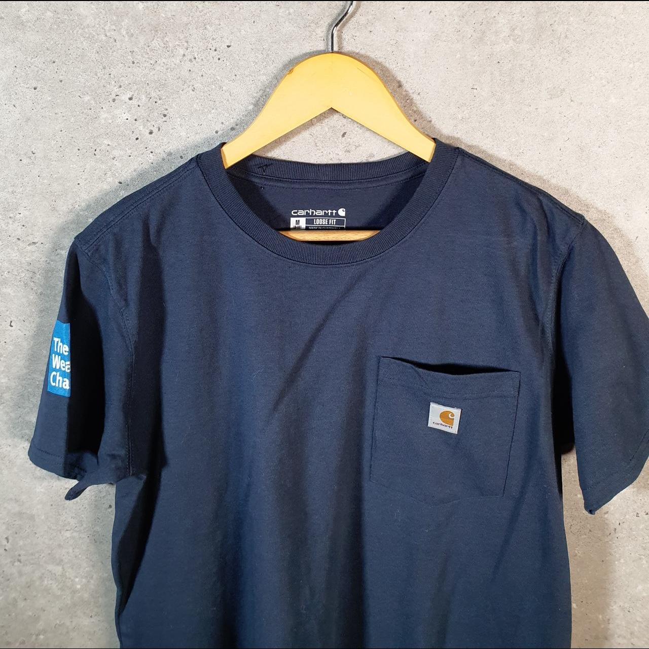 Vintage Carhartt Pocket T Shirt Womens Medium Blue Workwear Chore Utility Loose Fit C9273