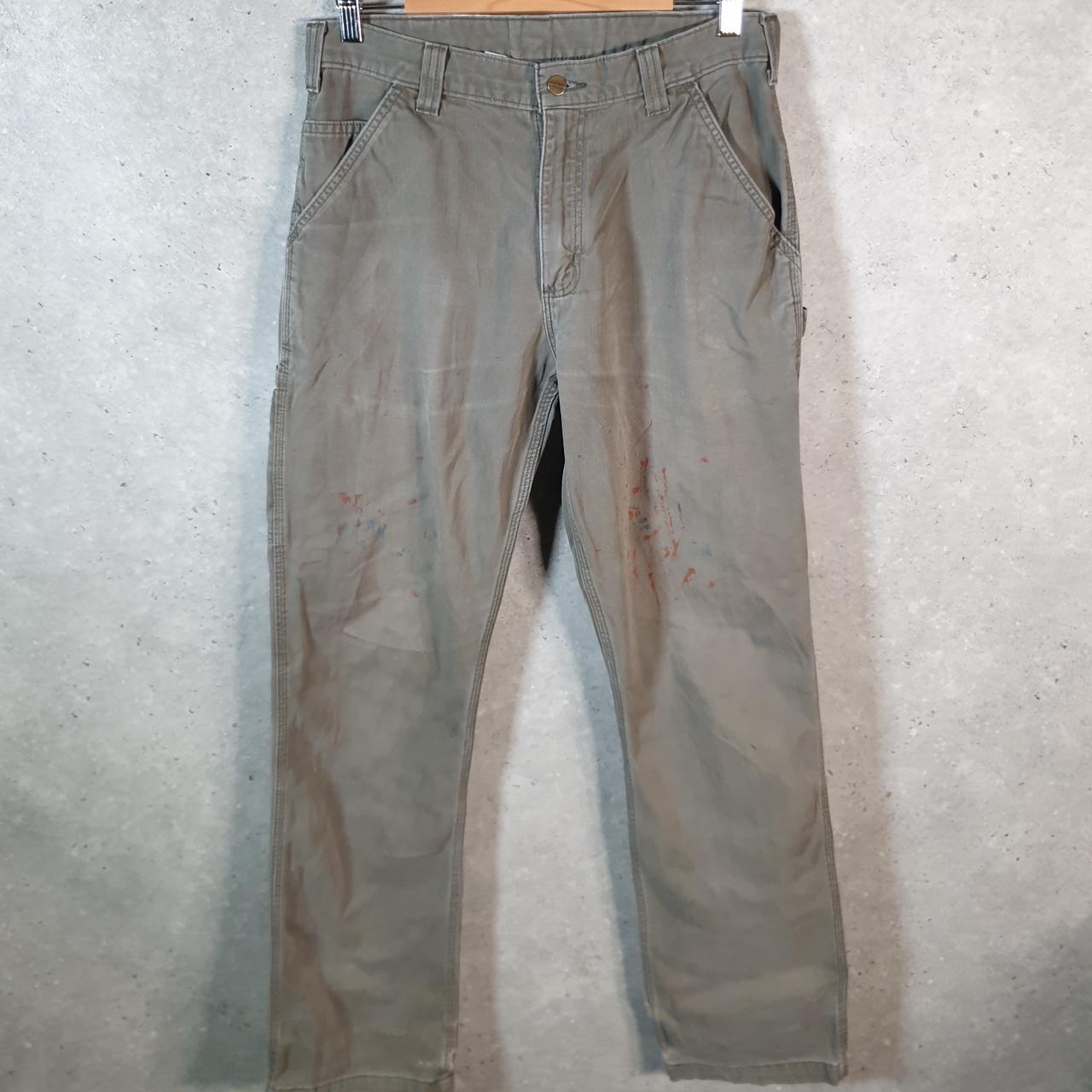 Vintage Carhartt Carpenter Trousers Mens W32 L34 Khaki Green Relaxed Fit Workwear USA