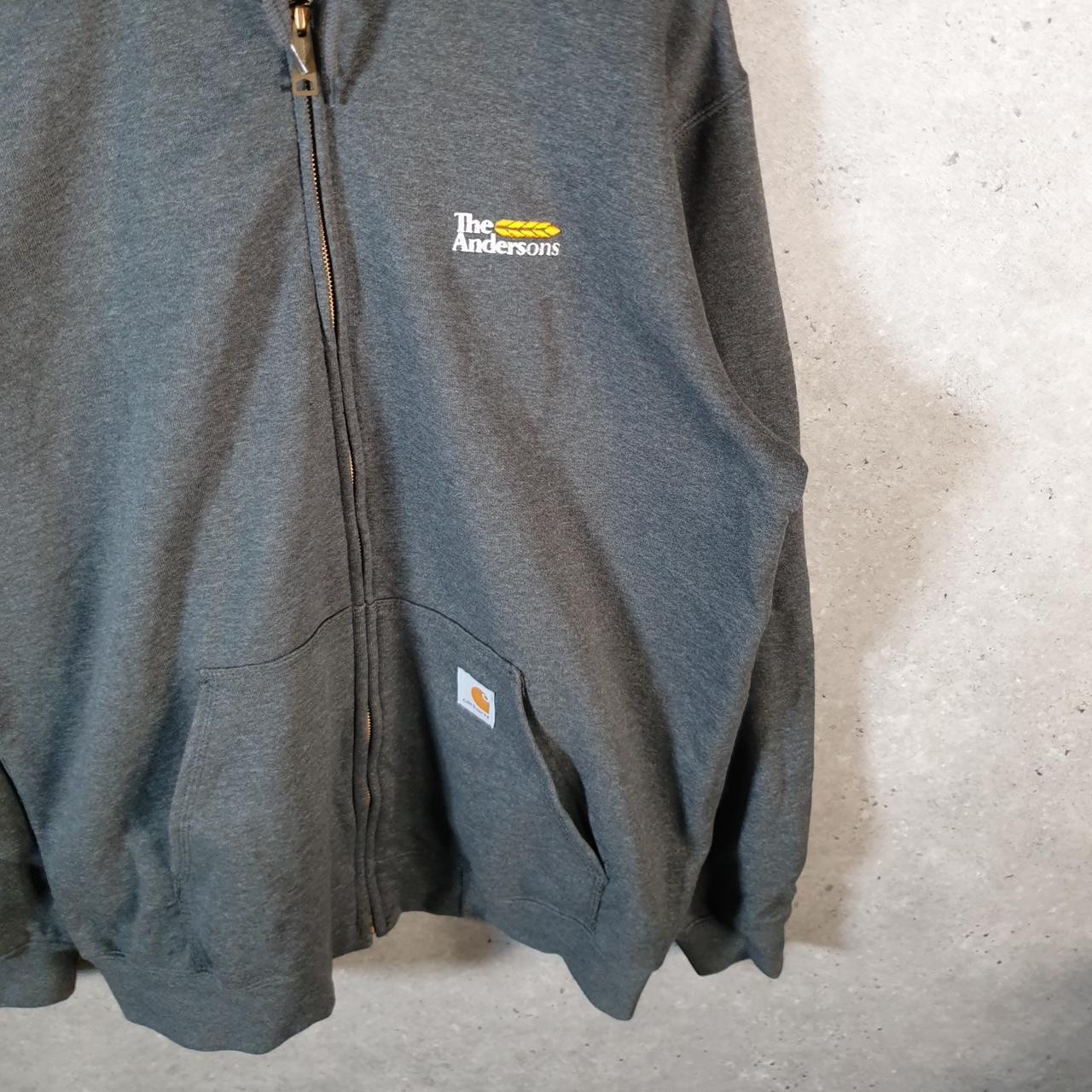 Vintage Carhartt Hoodie Mens Large Grey Full Zip Blank Sweatshirt USA Original Fit