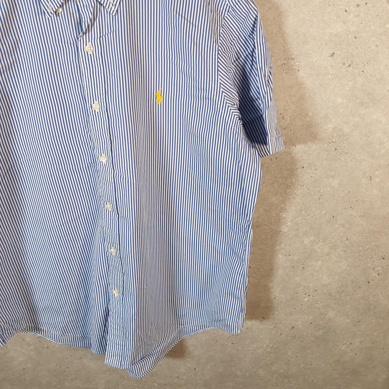 Vintage Ralph Lauren Button Down Shirt Men’s Large Blue Striped Classic Fit Cotton Pony