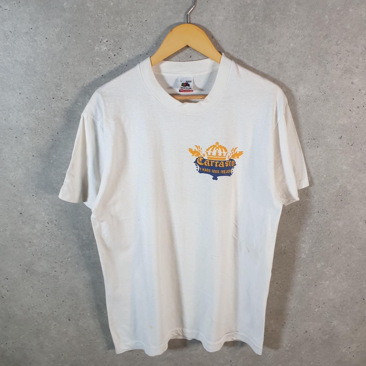 Vintage Fruit of the Loom Carrasco Corona 90s USA Single Stitch T Shirt Men’s Large White