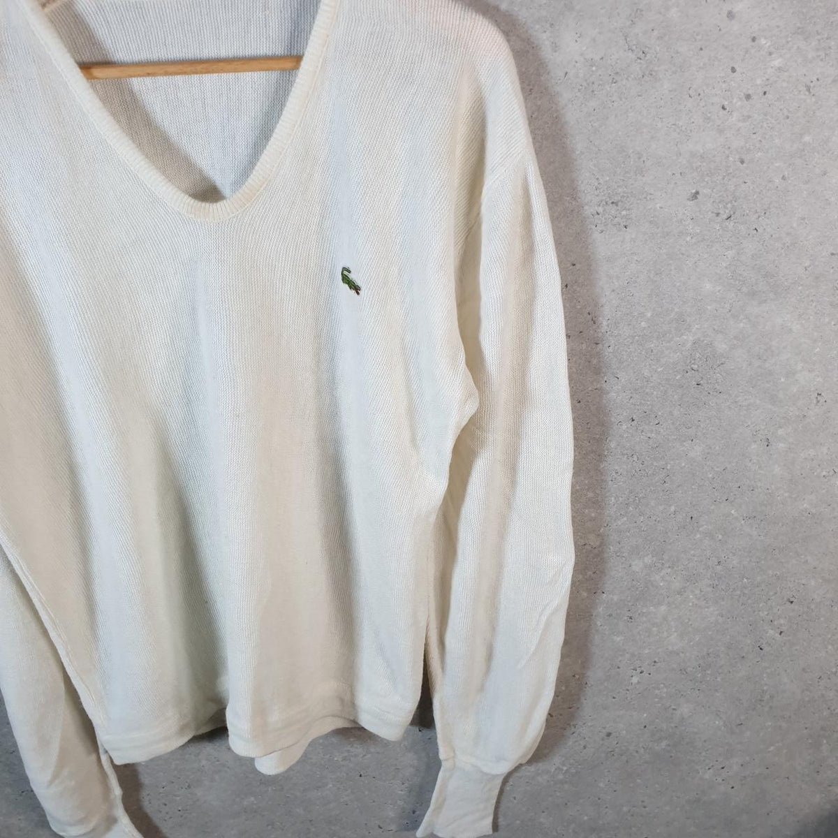 Vintage Izod Lacoste Knit Sweater Mens Medium White Y2K Jumper Logo