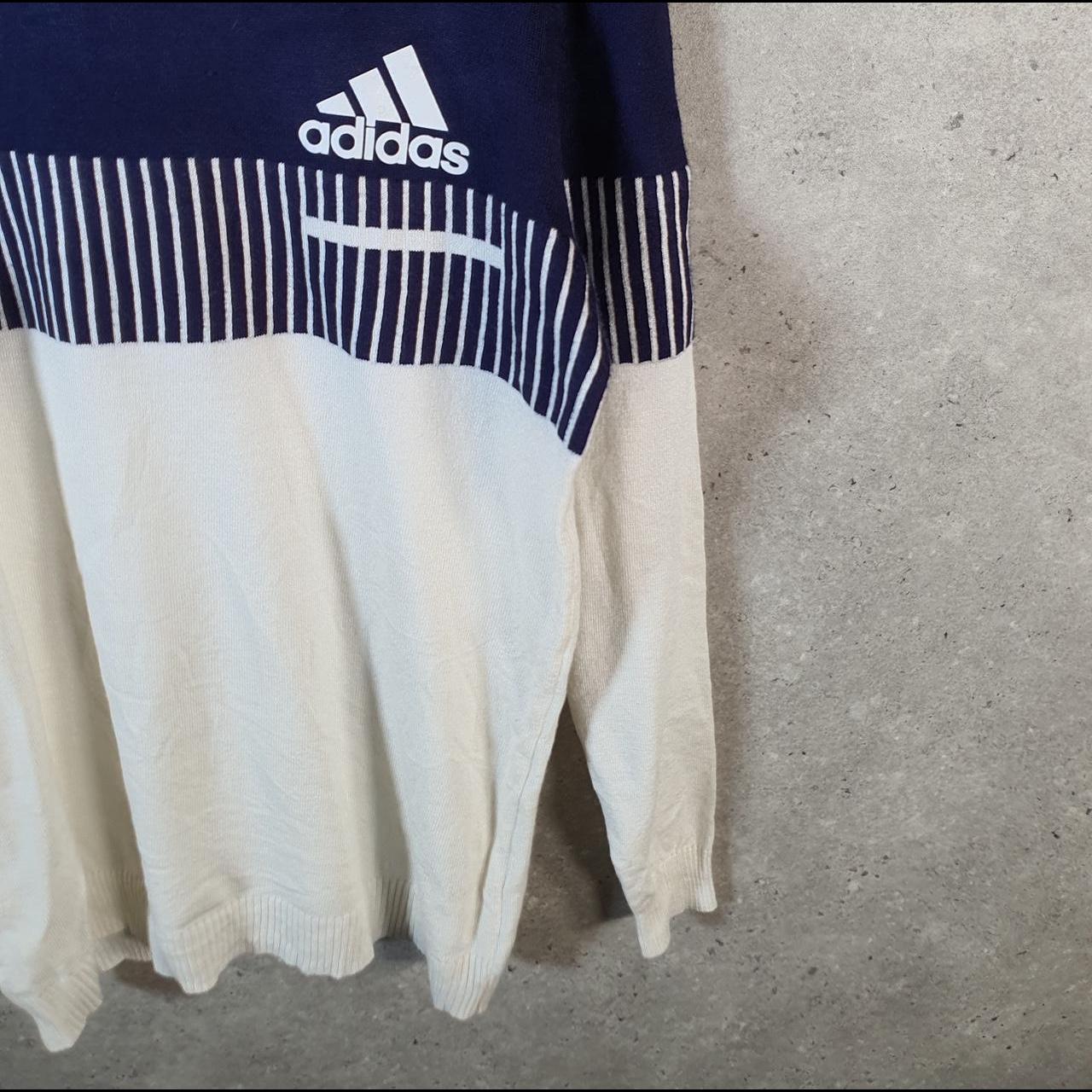 Vintage Adidas Knit Sweater Men’s Small Blue Y2K Pullover Casual