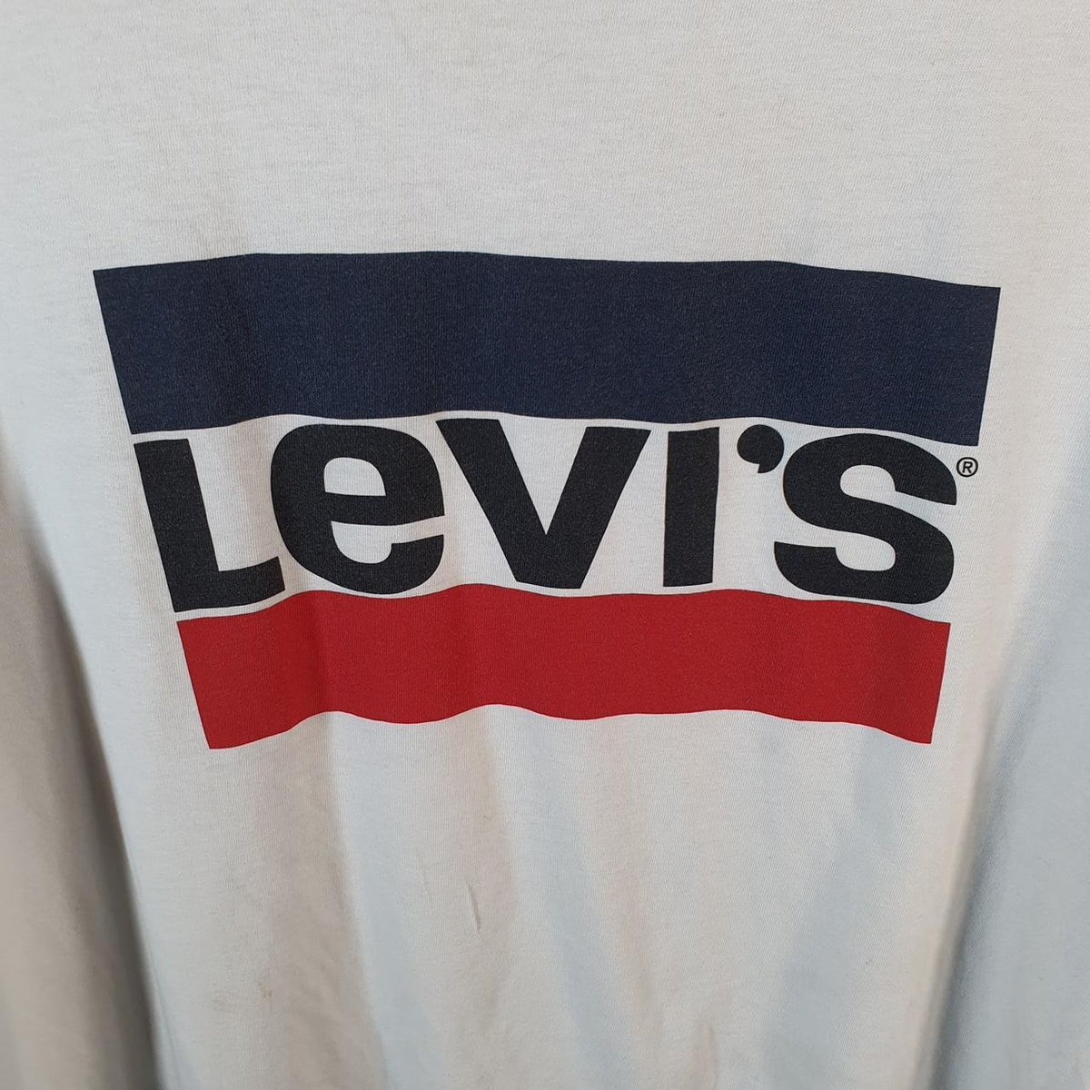 Vintage Levis Spellout T Shirt Shirt Men’s Large Regular Fit White Logo Athletic