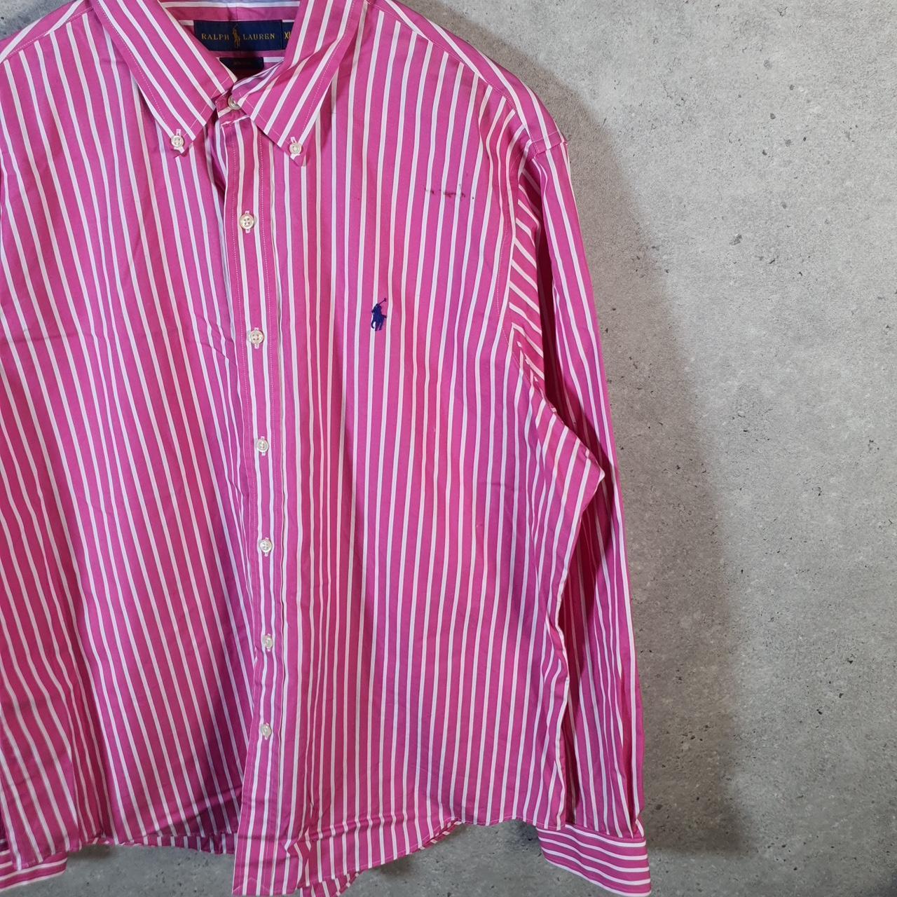 Vintage Ralph Lauren Button Down Shirt Men’s XL Pink Striped Classic Fit Pony
