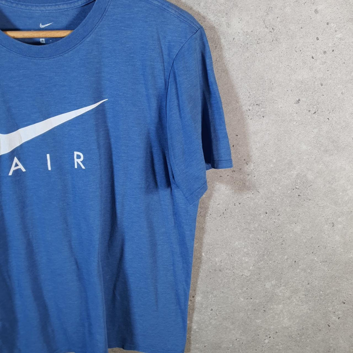 Vintage Nike Air Spellout T Shirt Men’s Medium Blue Logo Swoosh Athletic
