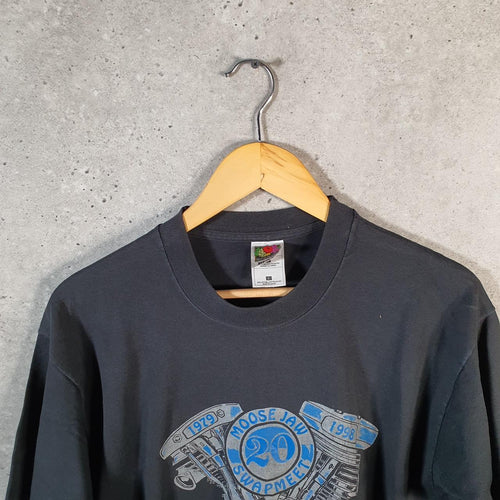 Vintage Best Fruit of the Loom Moose Jaw Swapmeet Single Stitch T Shirt Men’s Large Black Big Fish Vintage