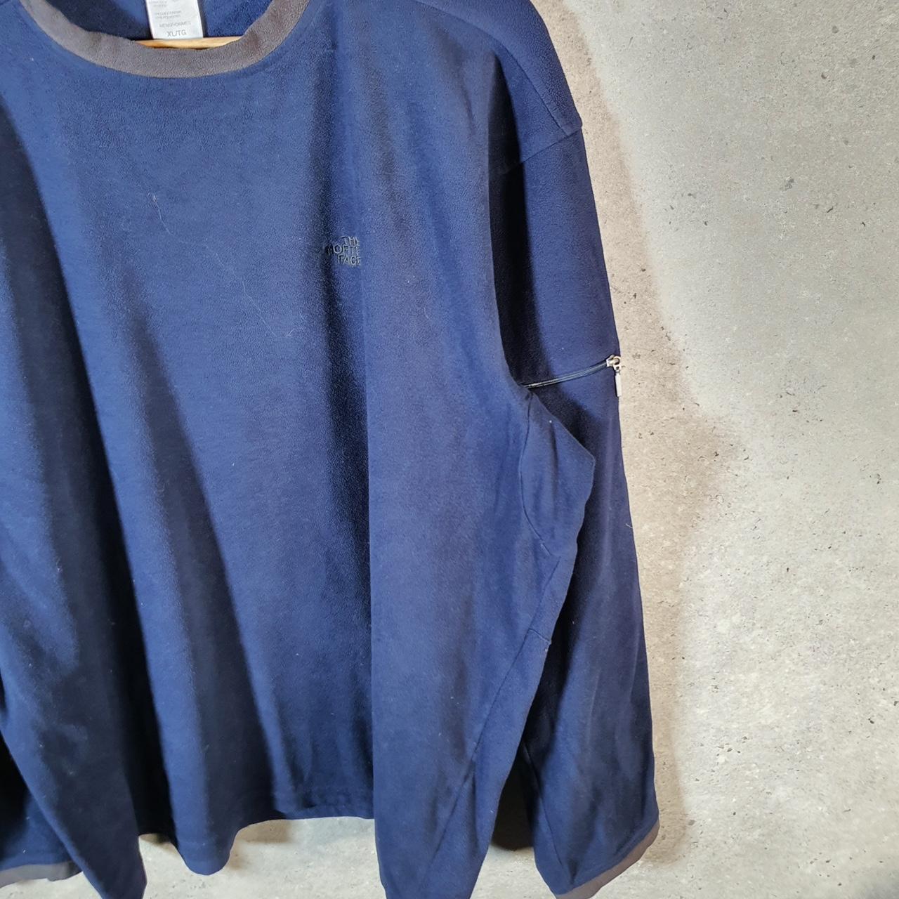 Vintage The North Face TNF Teddy Fleece Sweatshirt Mens XL Navy Blue Pullover Logo