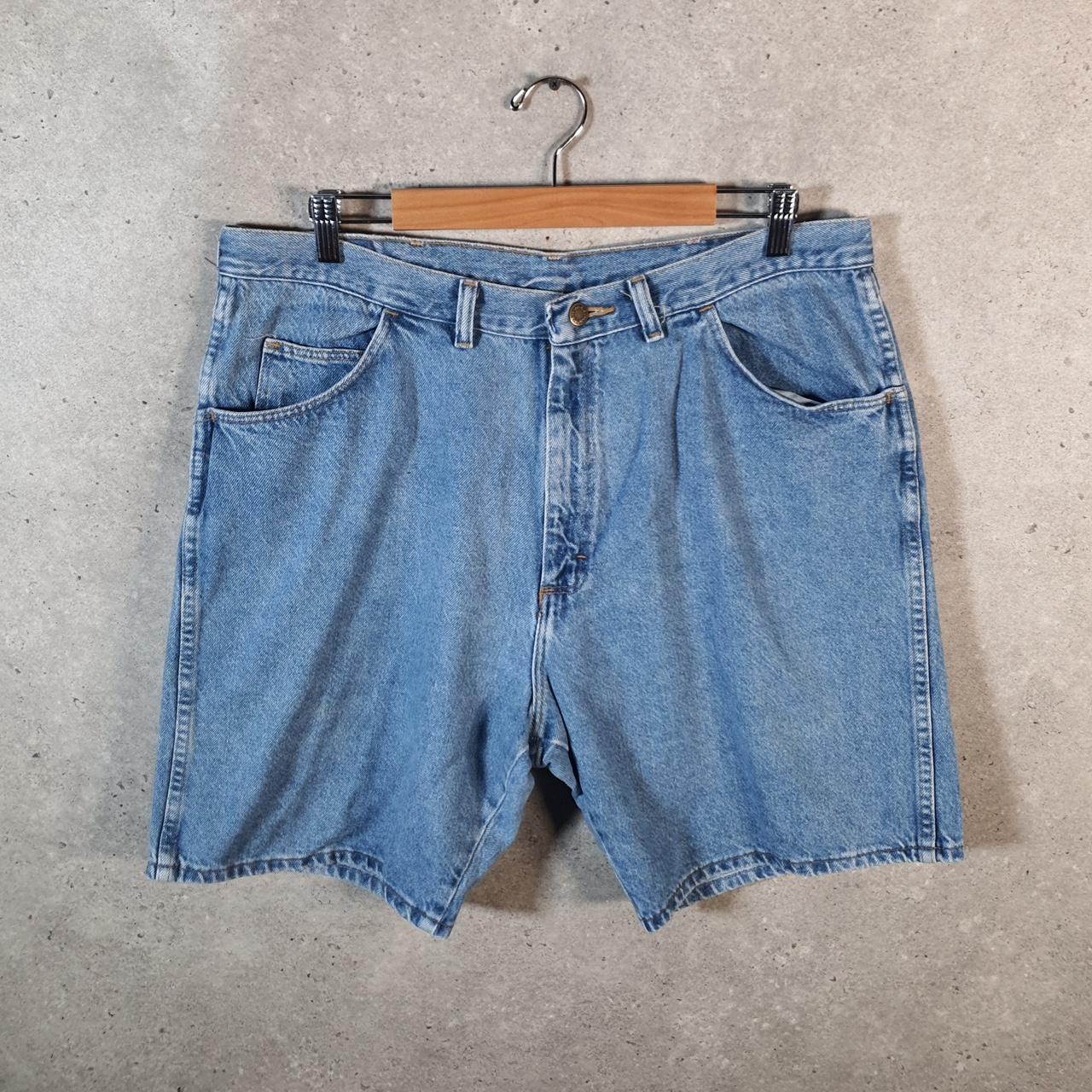 Vintage Wrangler Denim Shorts Jorts Cargo Men’s W38 Relaxed Blue Baggy Cotton