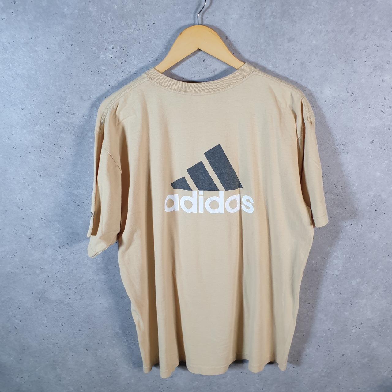 Vintage Adidas 90s Bronco Soccer T Shirt Mens Large Beige Three Stripes Logo Athletic