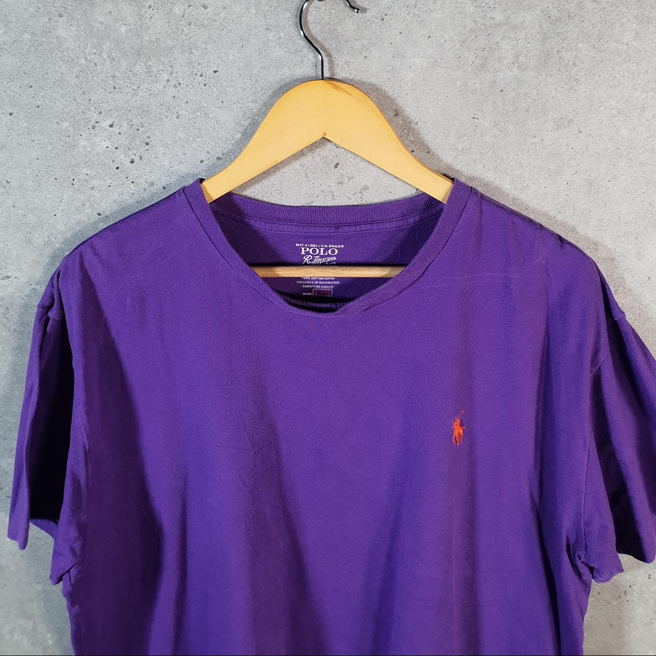 Vintage Ralph Lauren Polo Sport T Shirt Men’s Large Purple Custom Fit Embroidered Pony C8662