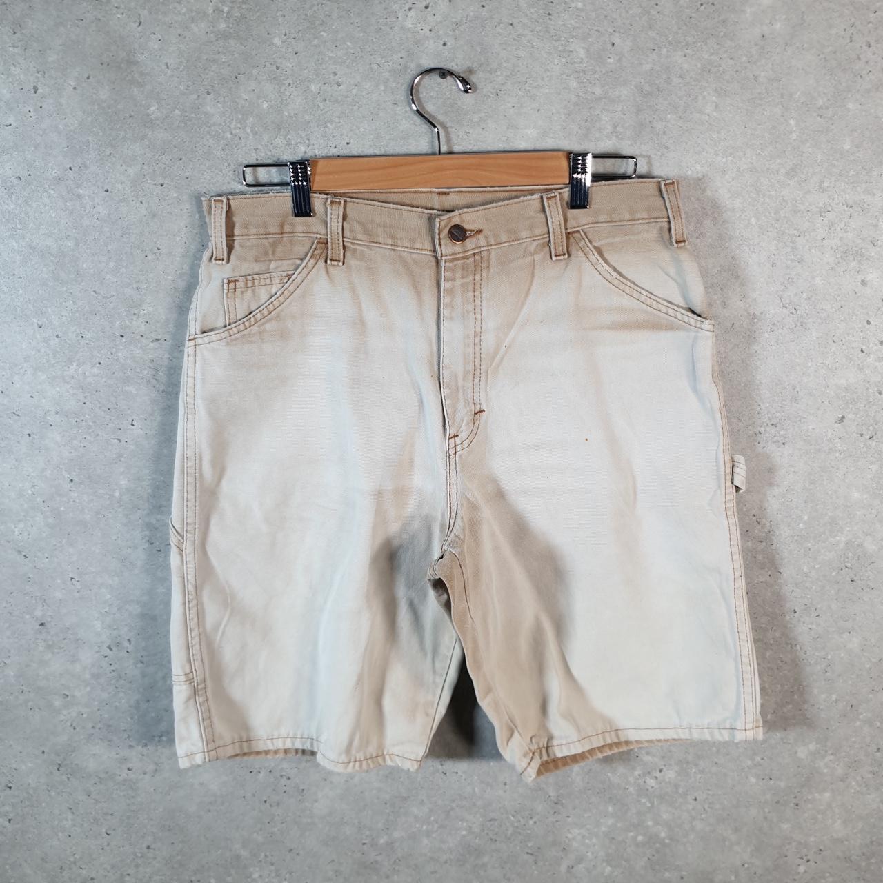 Vintage Dickies Baggy Carpenter Chino Shorts Jorts Cargo Mens W34 Brown Relaxed Fit