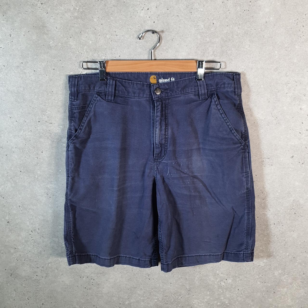 Vintage Carhartt Baggy Carpenter Shorts Jorts Cargo Men’s W34 Navy Blue Relaxed Fit Workwear A4849
