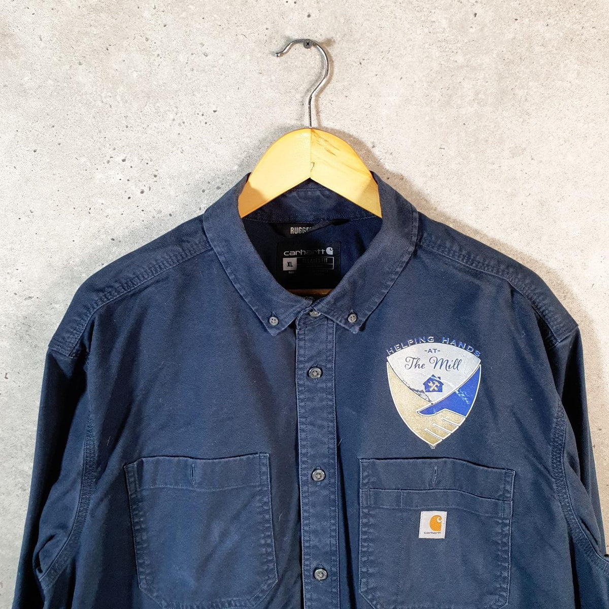 Vintage Carhartt Shirt Button Down Mens XL Blue Rugged Flex Chore Utility Relaxed - Big Fish Vintage