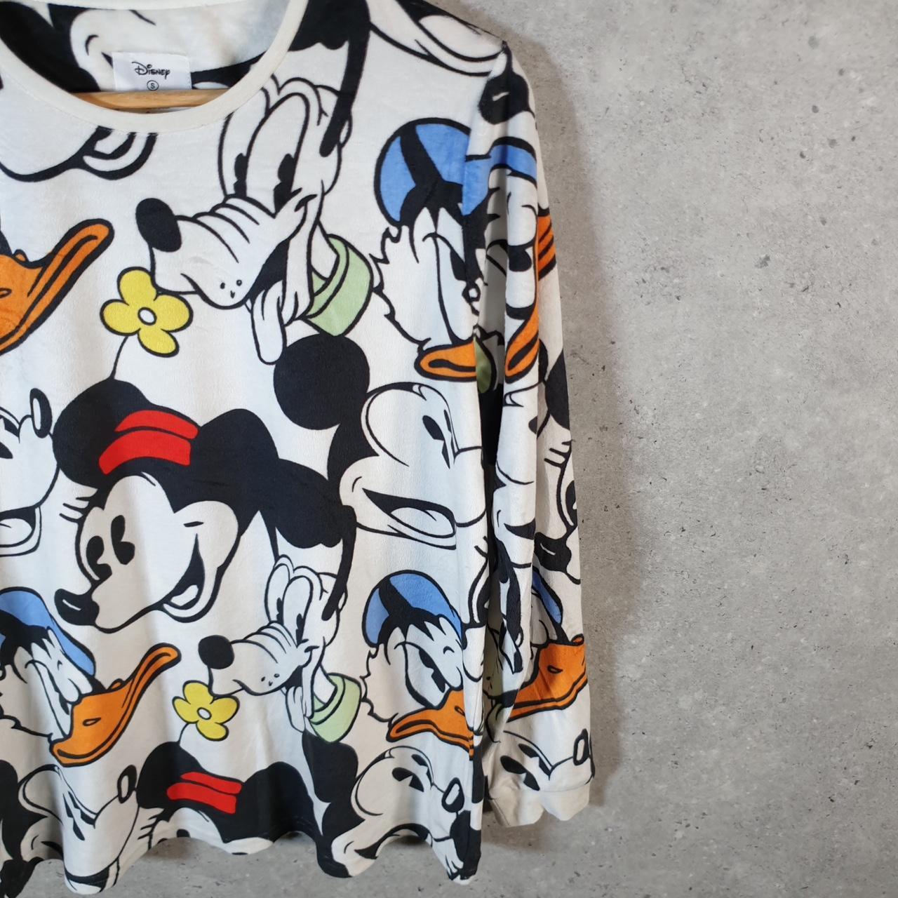 Disney Mickey Mouse Fleece Pullover Sweatshirt Womens Small White Logo