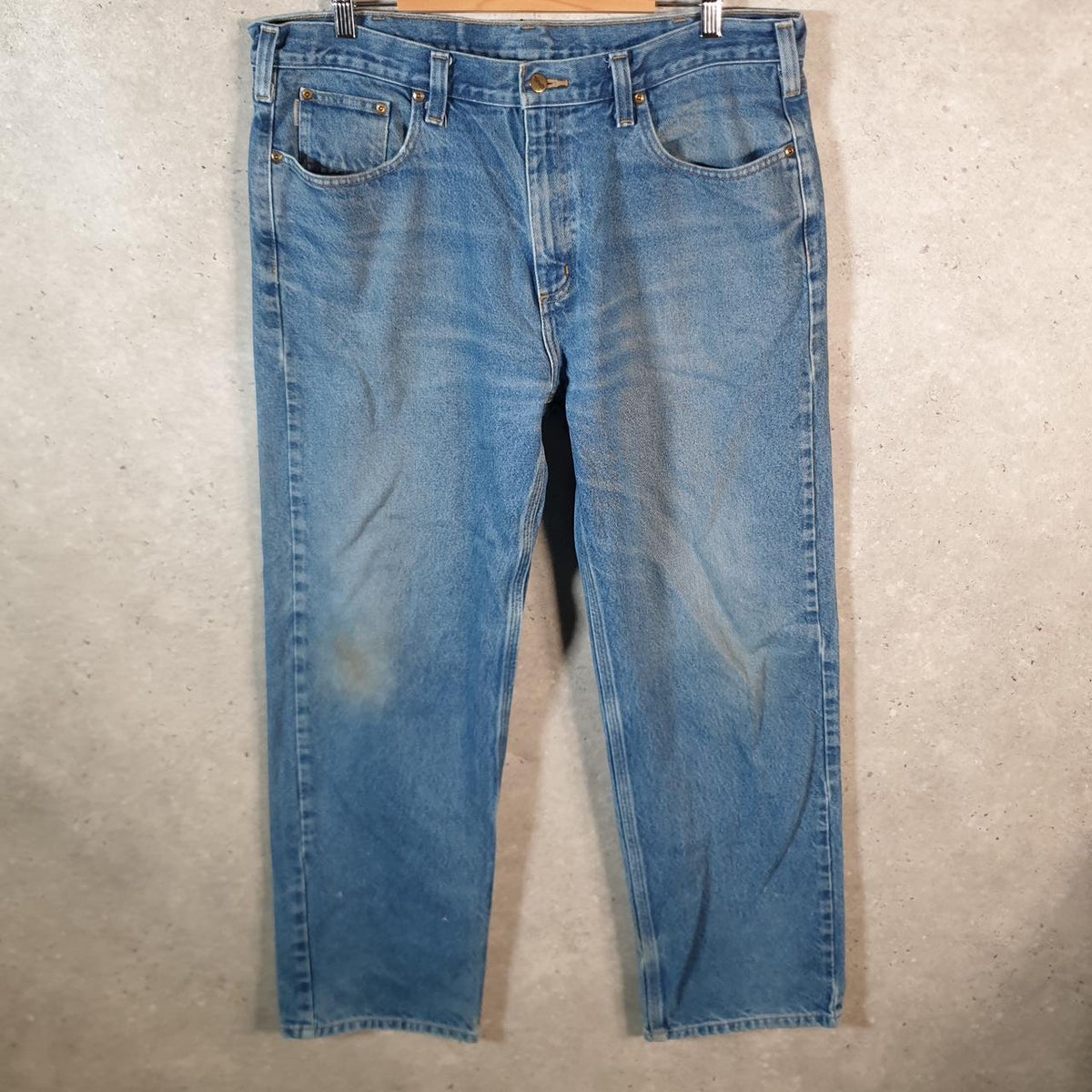 Vintage Carhartt Workwear Carpenter Jeans Mens W38 L32 Blue Denim Relaxed Fit USA