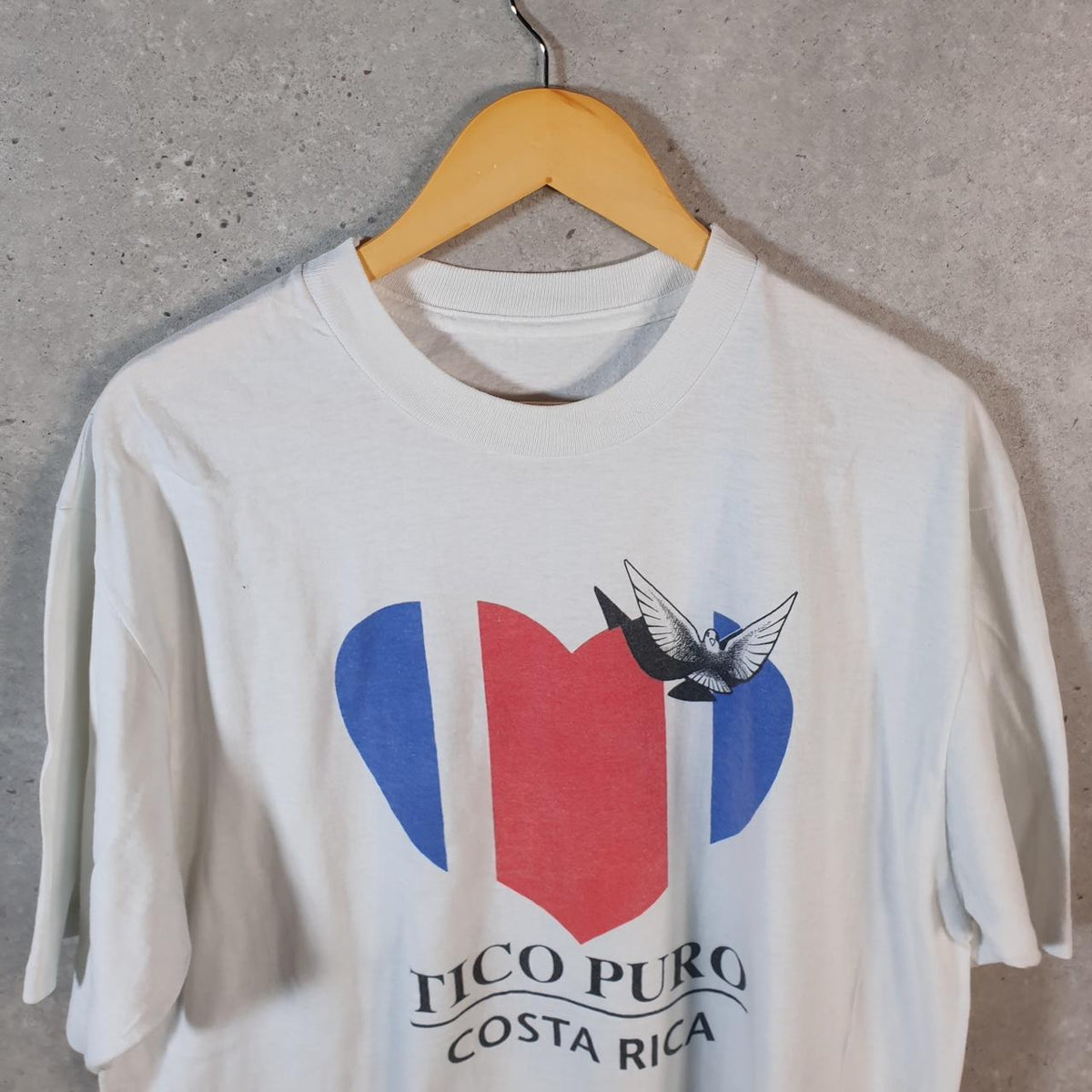 Vintage Tico Puro Costa Rica Graphic USA 90s Single Stitch T Shirt Men’s Medium White C8909
