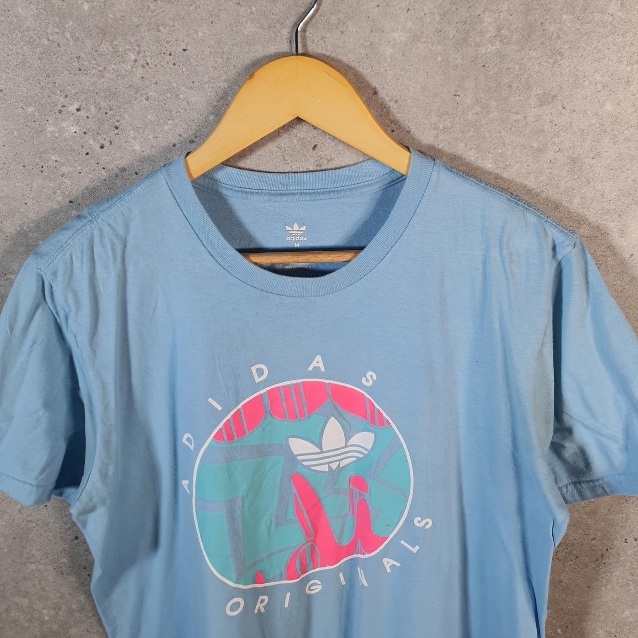 Vintage Adidas Originals Trefoil Spellout T Shirt Shirt Men’s Medium Blue Logo Athletic C9745