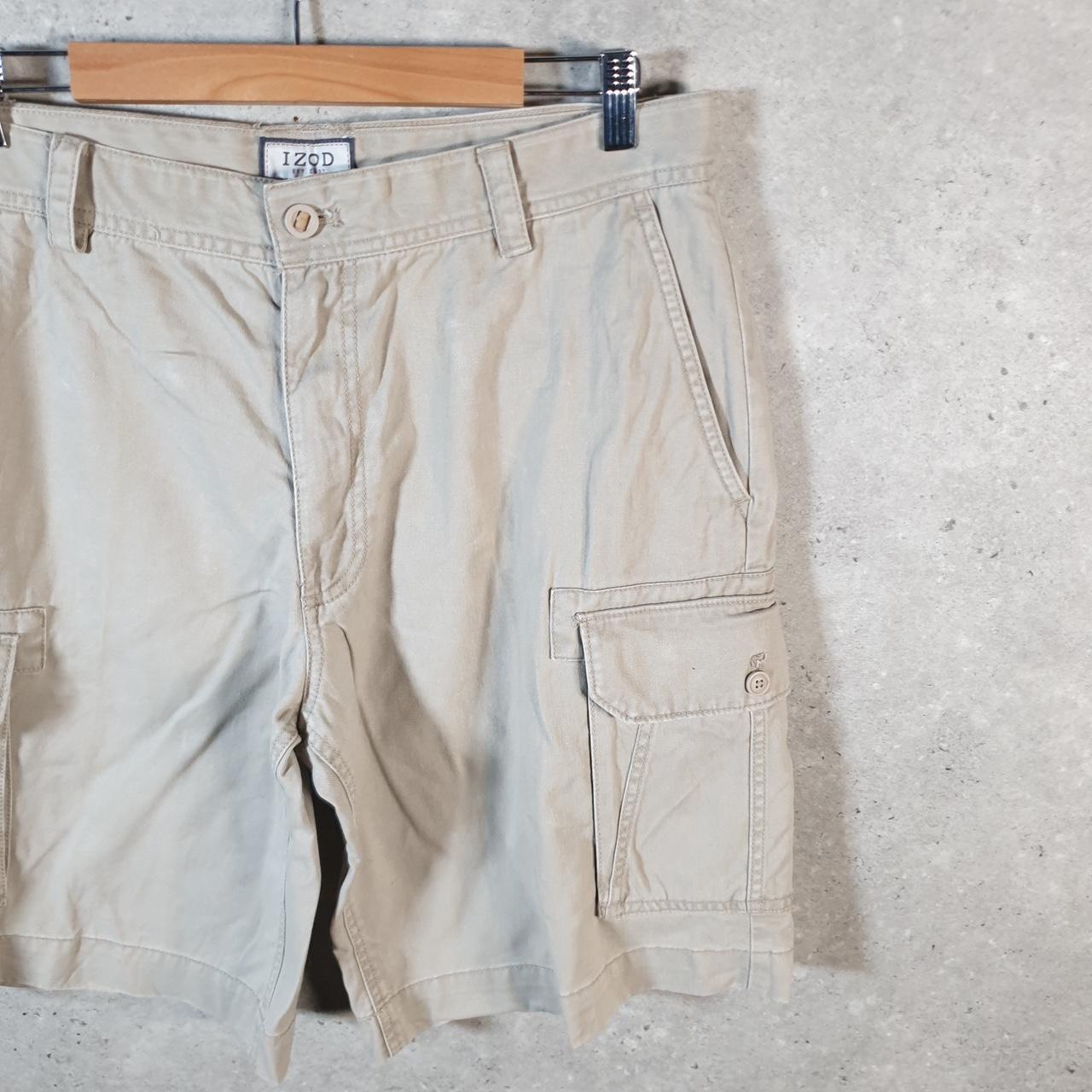 Vintage Izod Shorts Jorts Cargo Men’s W34 Brown Chino Pockets Baggy Cotton