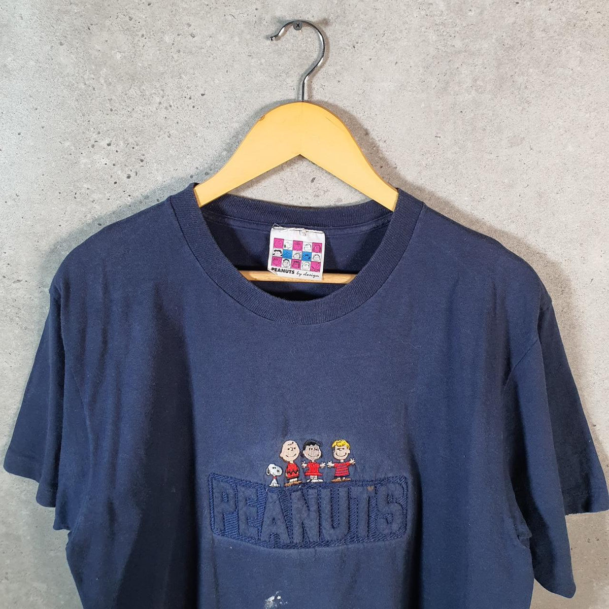 Vintage Peanuts Embroidered 90s USA Single Stitch T Shirt Men’s Large Blue