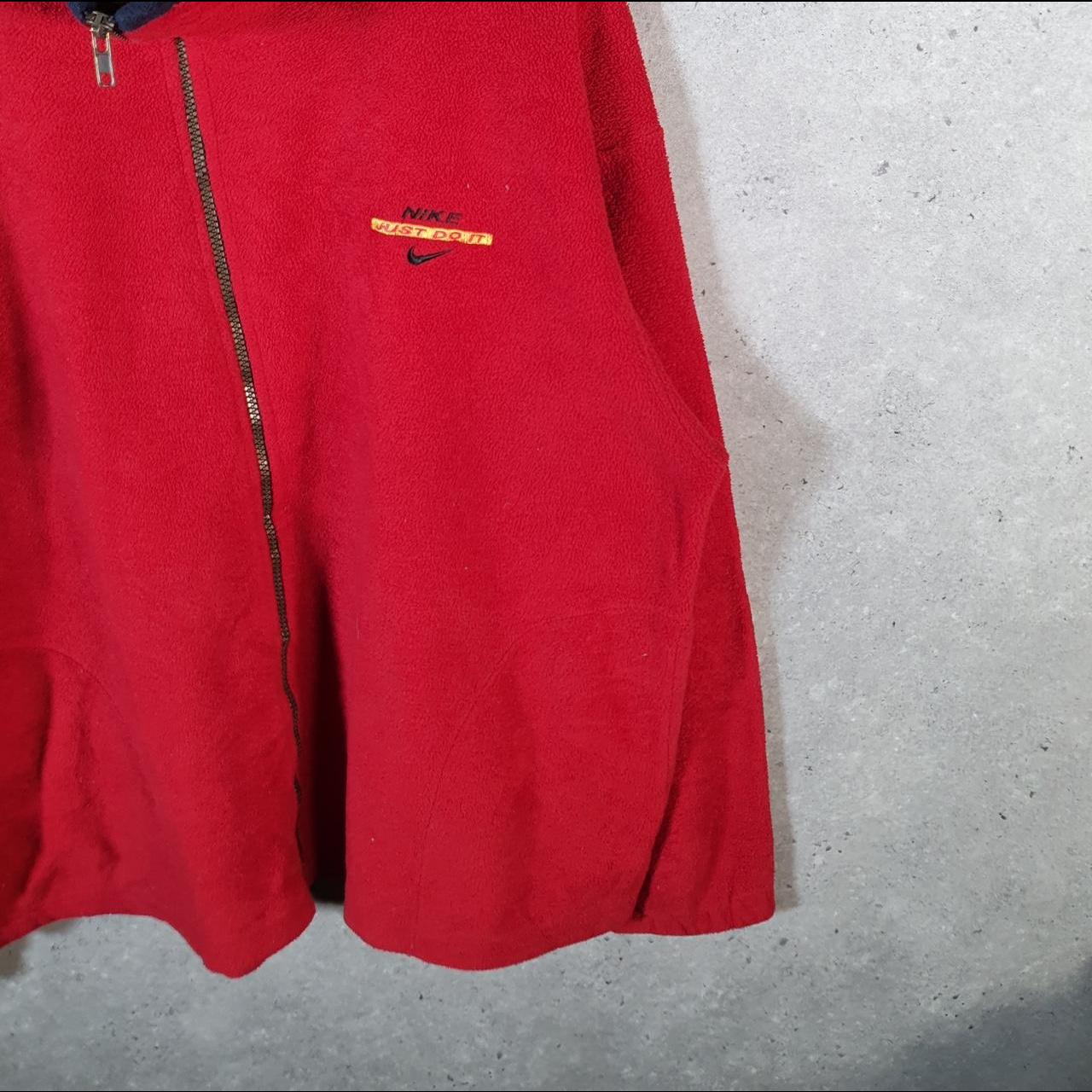Vintage Nike Full Zip Fleece Sweatshirt Men’s Large Red Swoosh Y2K Just Do It Logo