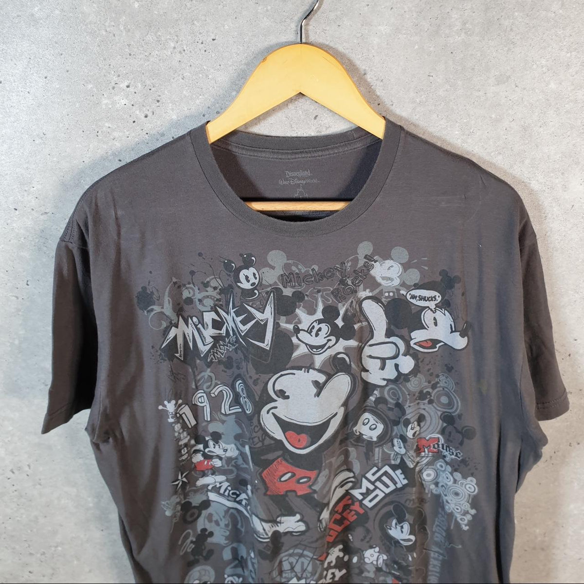Vintage Disney Land Mickey Mouse T Shirt Men’s Large Grey Graphic Cartoon C9693