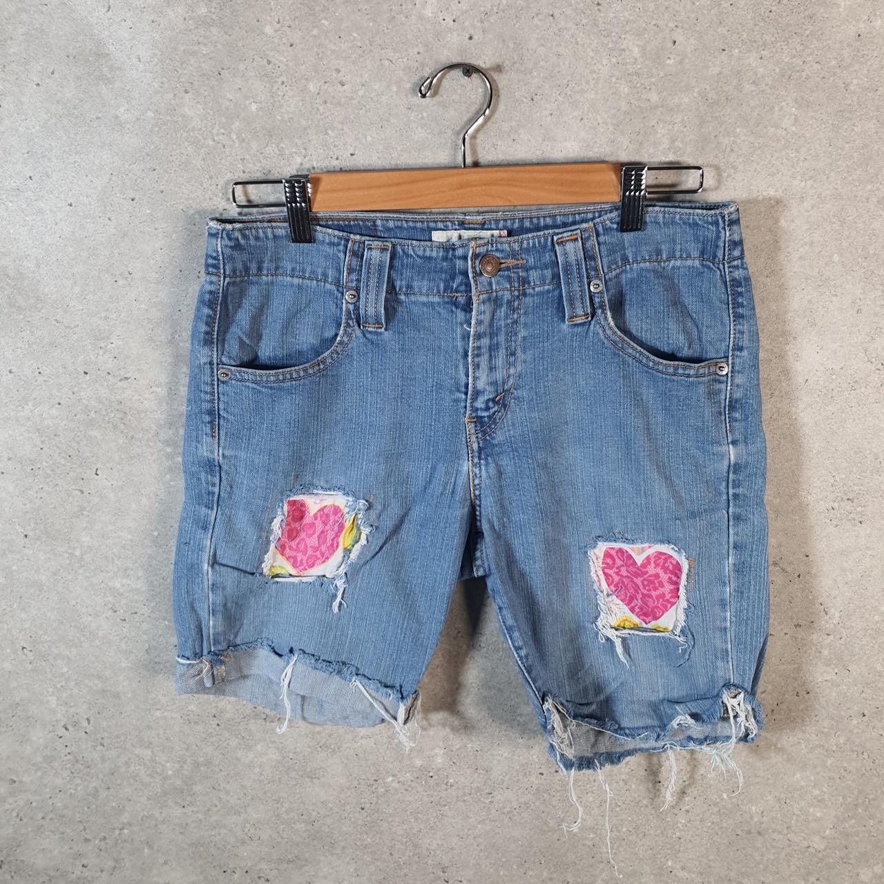 Vintage Levi’s 525 Cut Off Baggy Shorts Jorts Cargo Womens W30 Blue Relaxed Denim