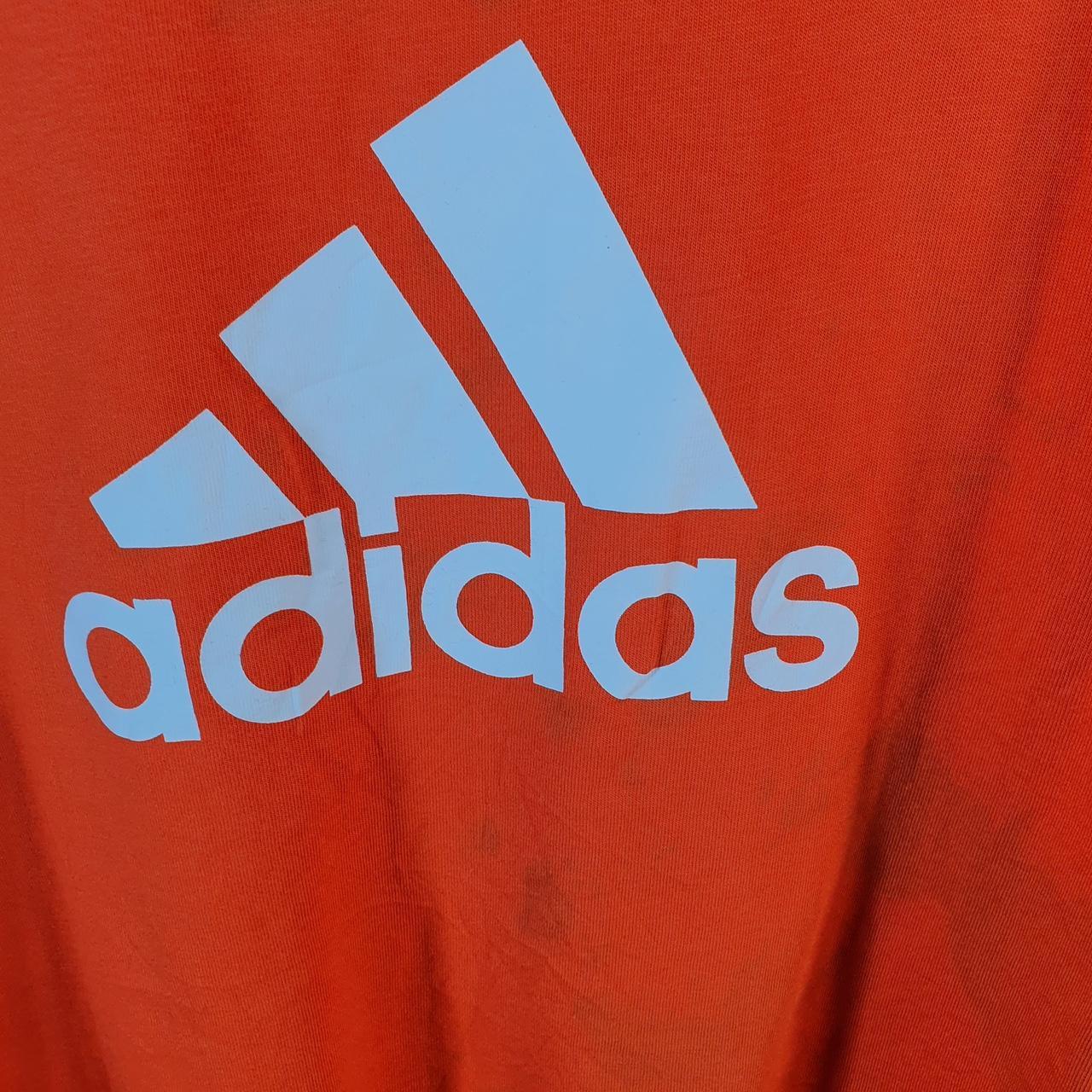 Vintage Adidas Spellout Retro T Shirt Womens XS Orange Logo Athletic