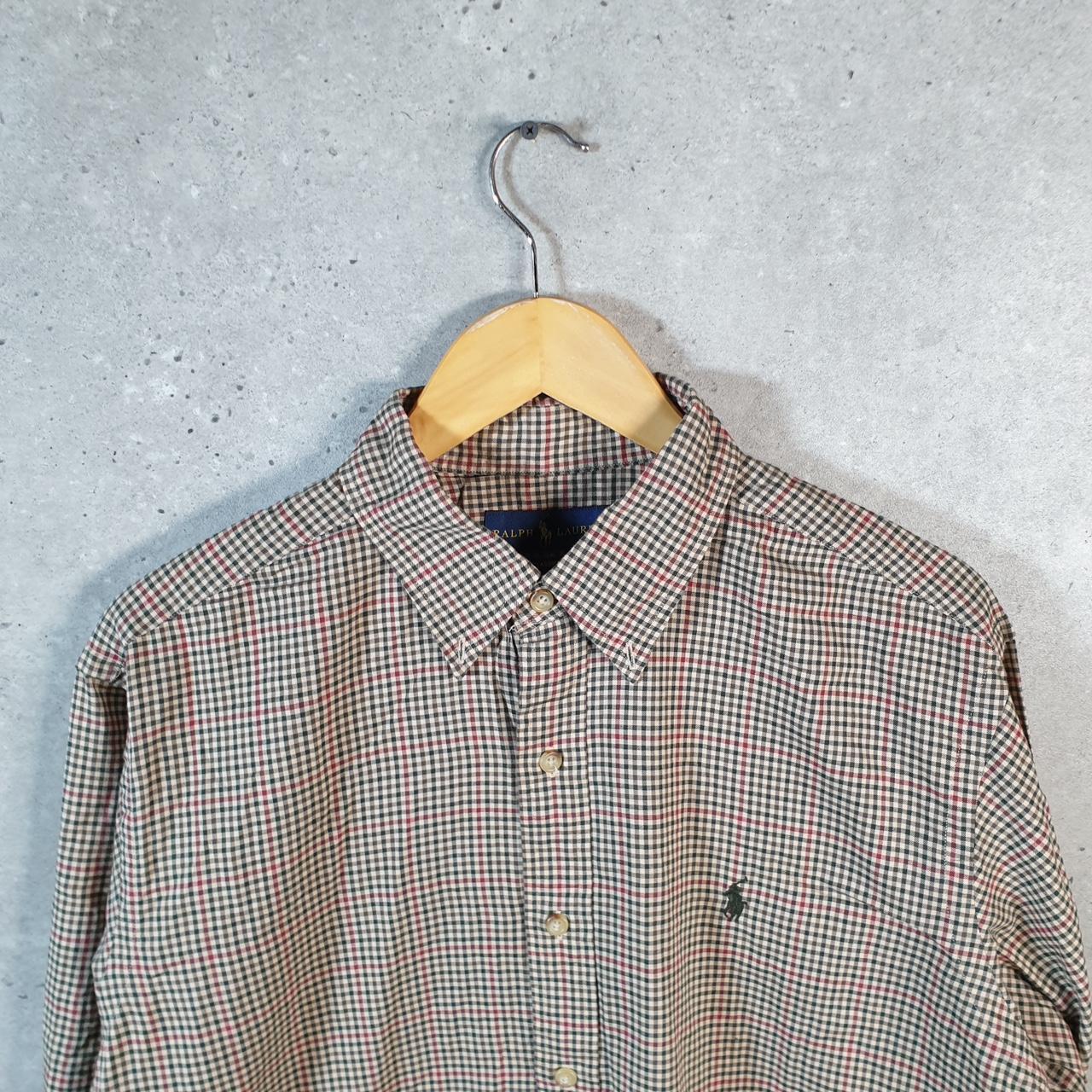Vintage Ralph Lauren Button Down Shirt Men’s Large Green Checkered Classic Fit Cotton Pony Big Fish Vintage