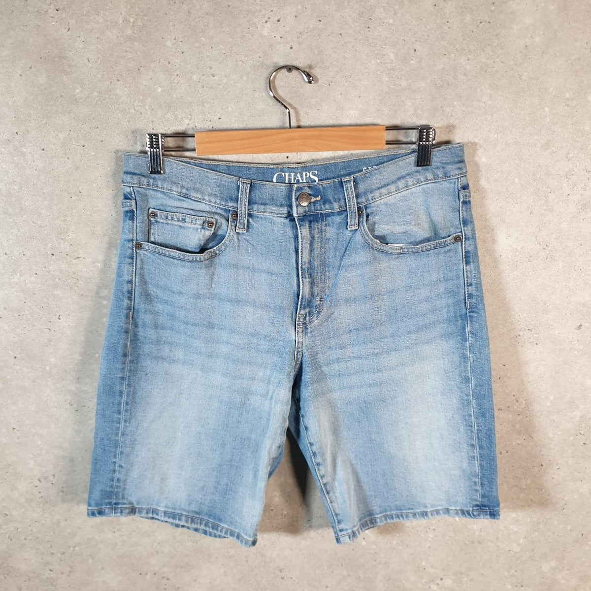 Vintage Chaps Ralph Lauren Baggy Shorts Jorts Cargo Mens W32 Blue Relaxed Denim