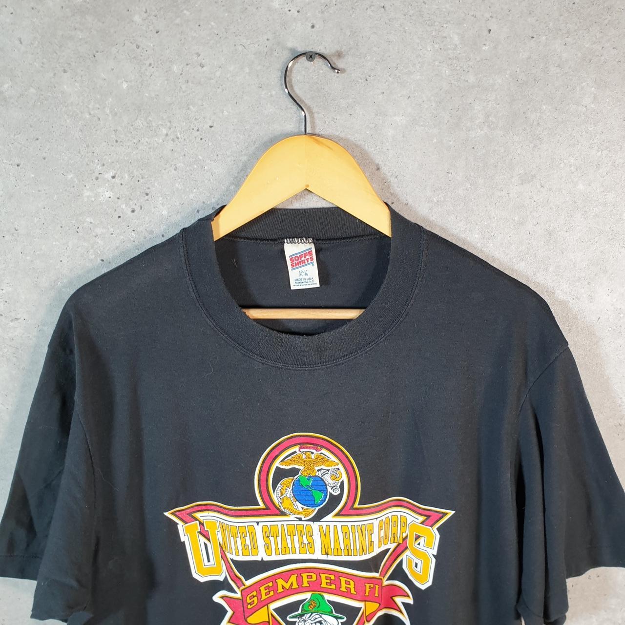 Vintage Soffes Marine Corps Semper Fi 90s USA Single Stitch T Shirt Men’s XL Black