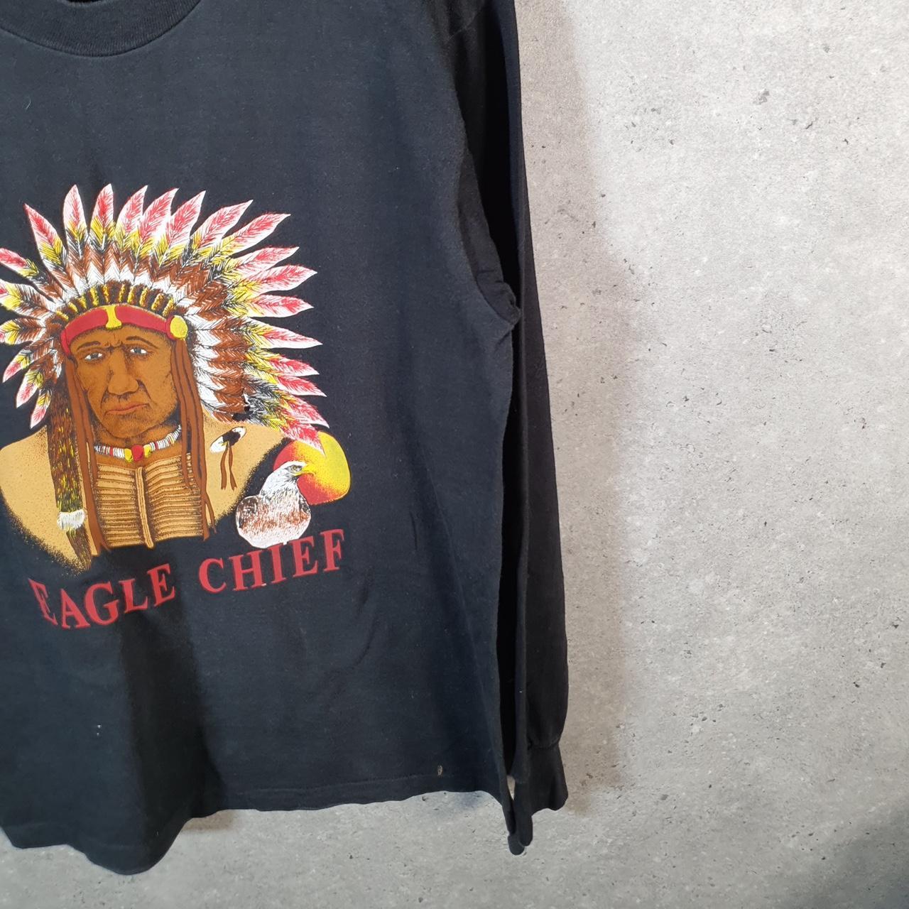 Vintage Eagle Chief Native American 90s USA Single Stitch T Shirt Men’s Small Black